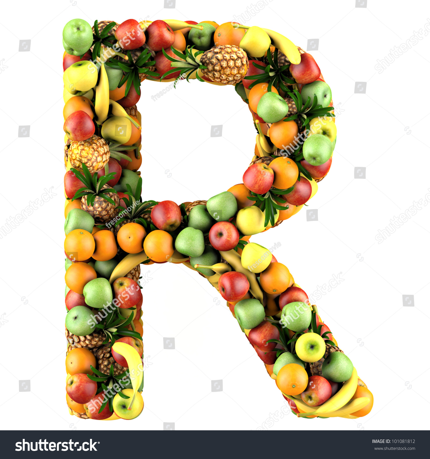 Letter R Made Fruits Isolated On Stock Illustration 101081812 Shutterstock 