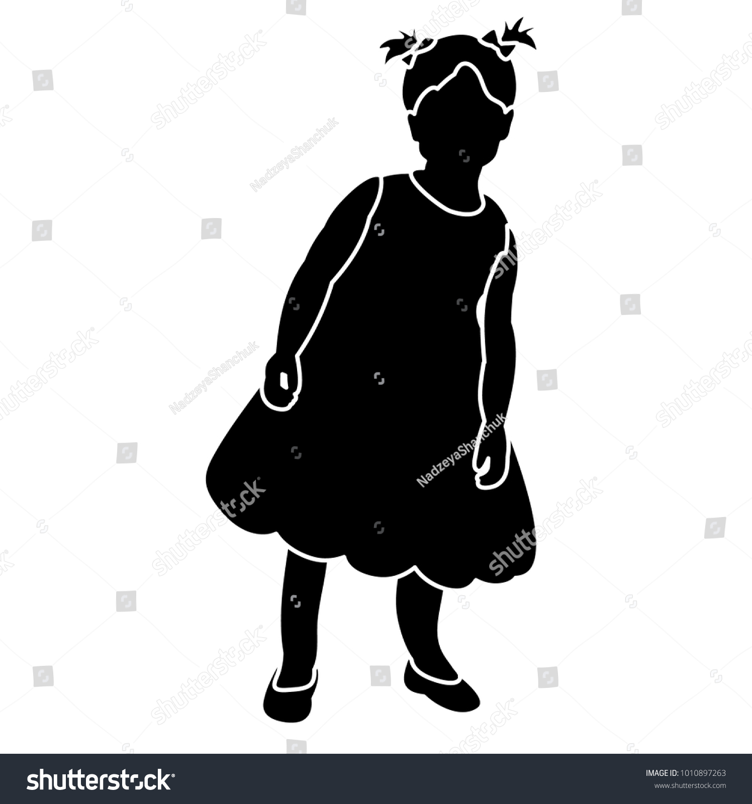 Vector Isolated Silhouette Little Girl Stock Vector (Royalty Free ...