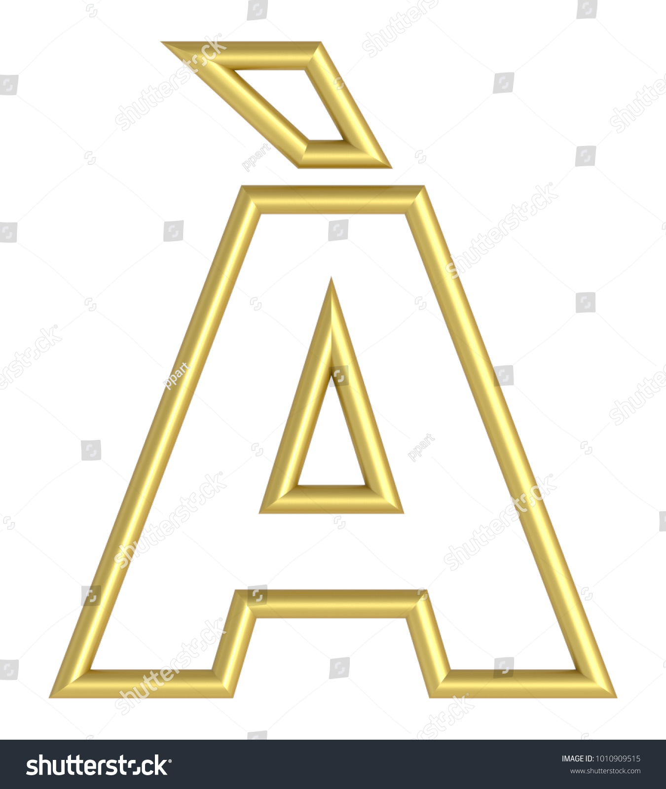 One Letter White Gold Shiny Frame Stock Illustration 1010909515 ...