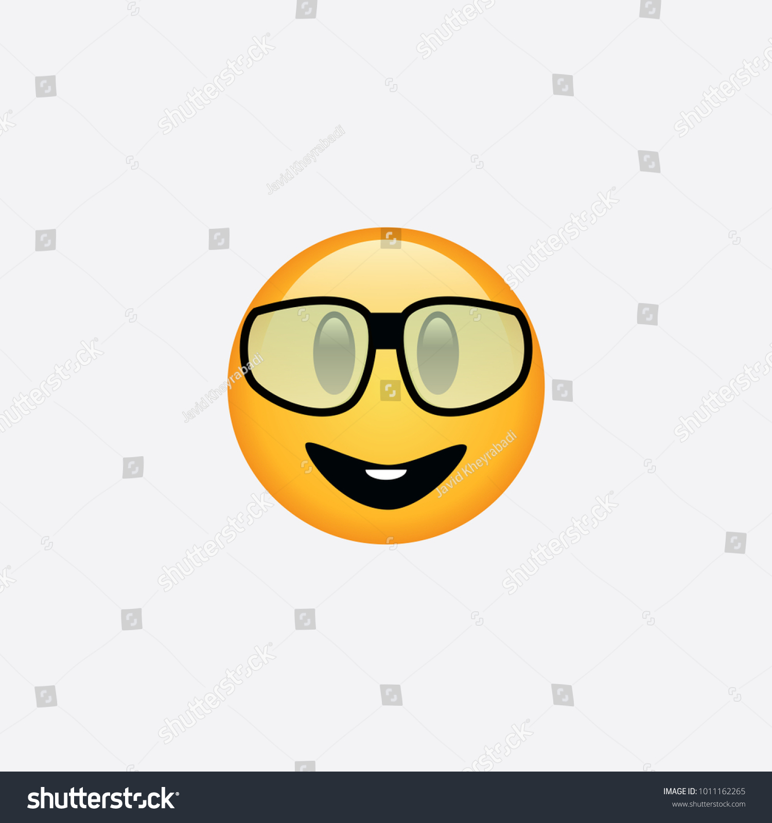 Vektor Stok Cute Smiling Emoticon Wearing Eyeglasses Emoji Tanpa Royalti 1011162265 Shutterstock 2453