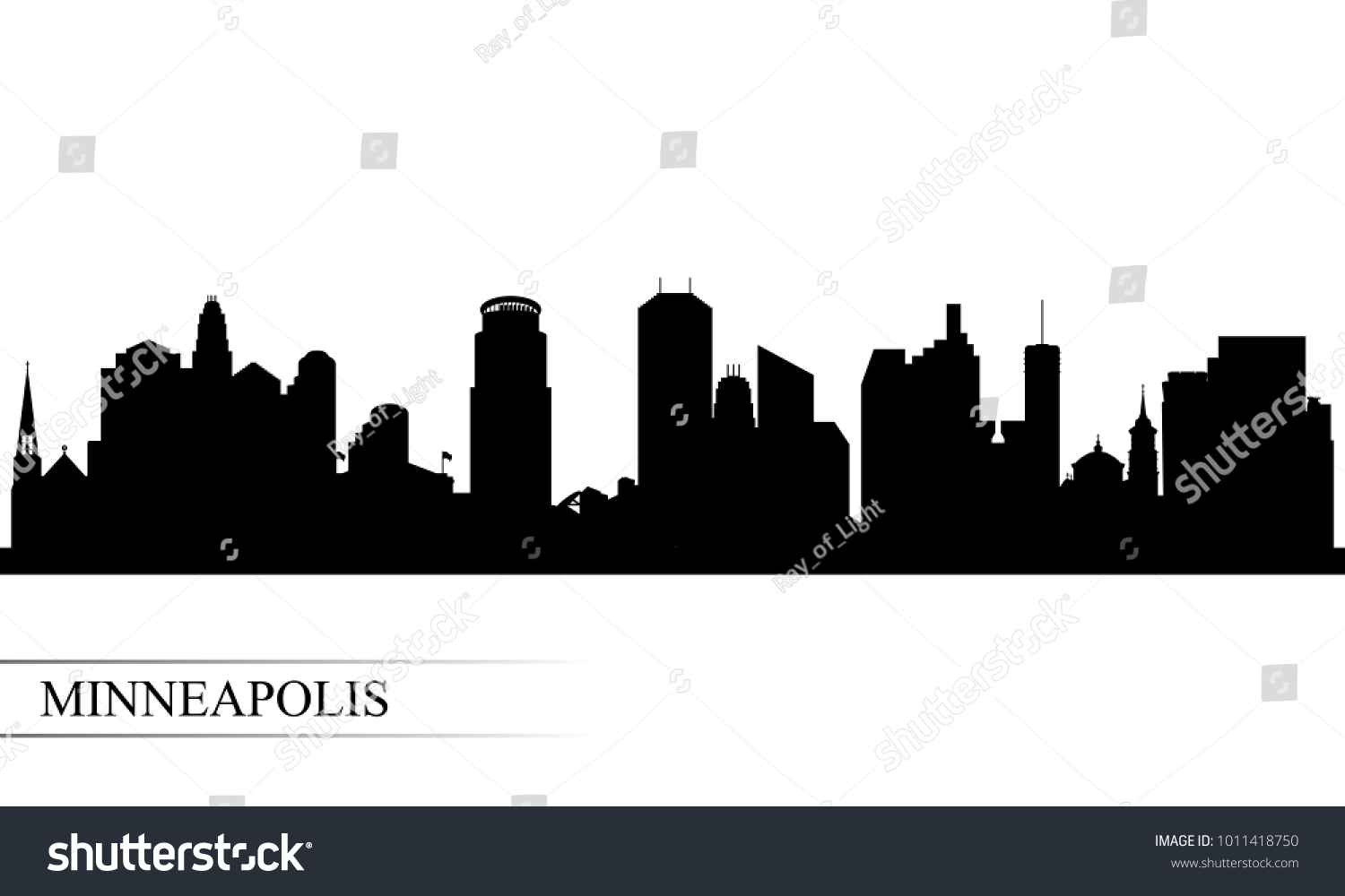 Minneapolis City Skyline Silhouette Background Vector Stock Vector 