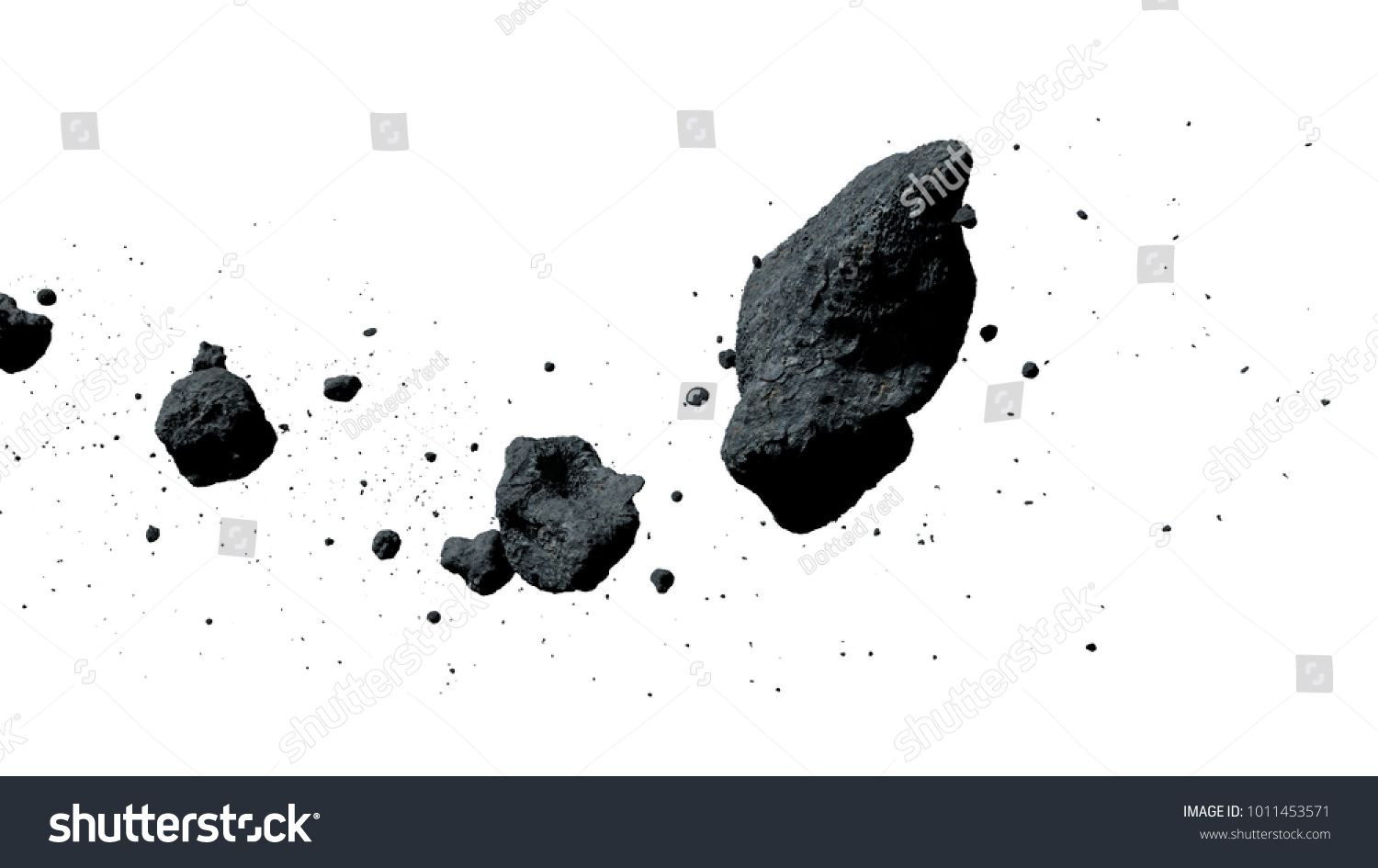 Пояс астероидов на белом фоне