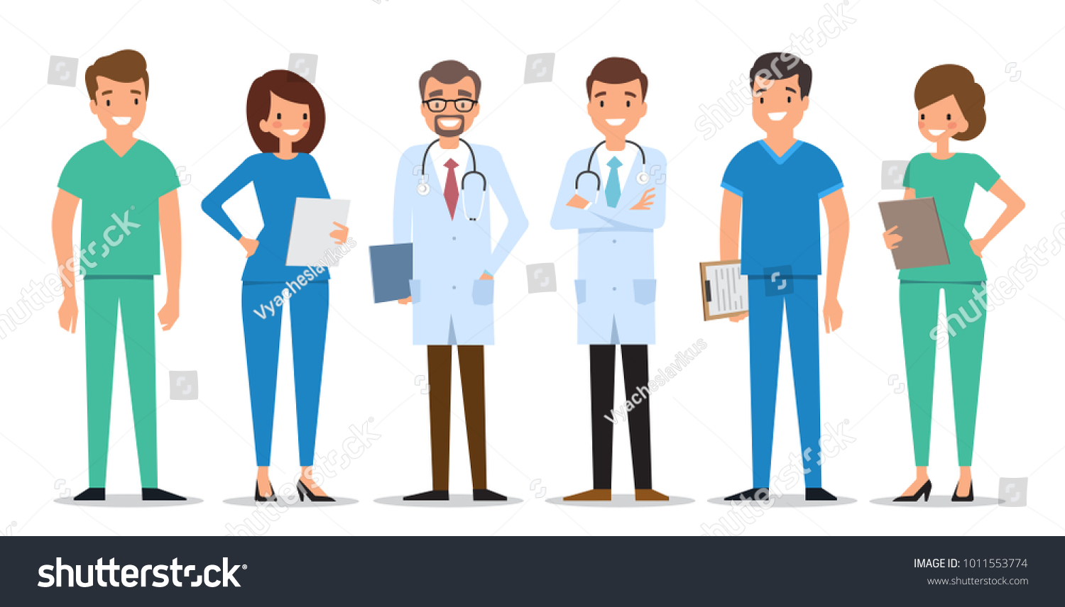 Medical Characters Flat People Doctors Nurses Stock Vector (Royalty ...