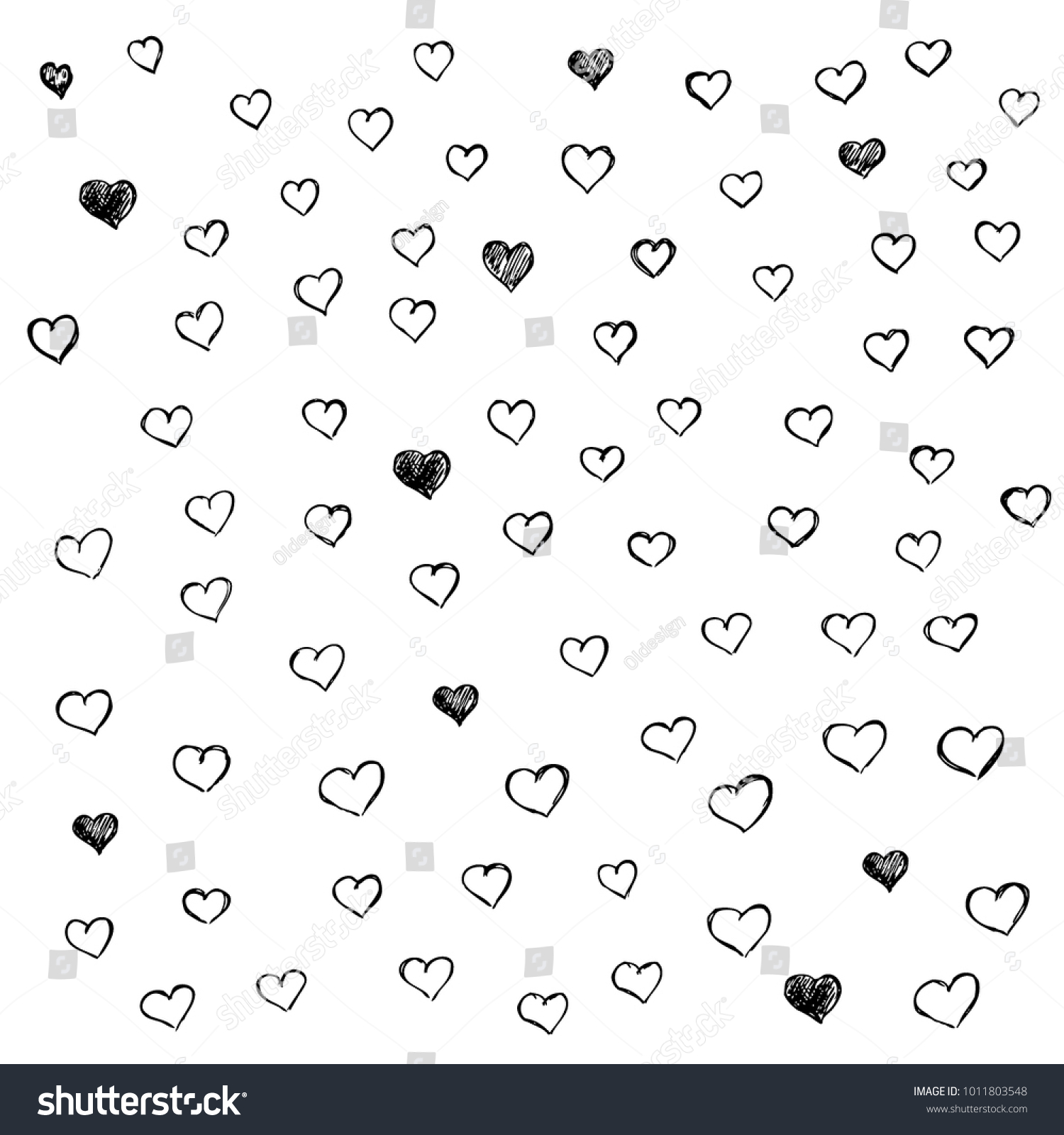 Handdrawn Vector Black Heart Shapes Set Stock Vector (Royalty Free ...