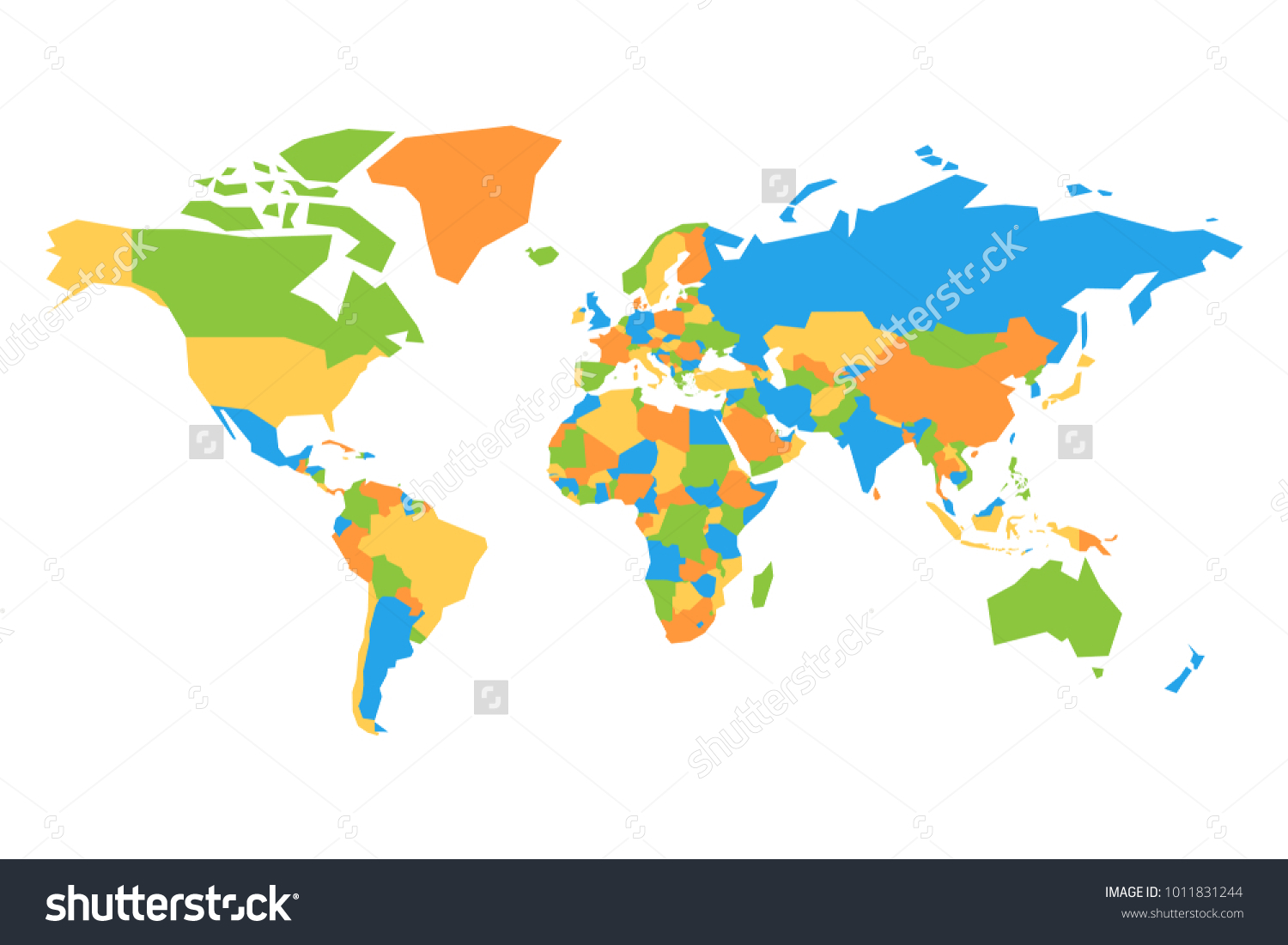 Simplified Colorful Vector Map World Stock Vector (Royalty Free ...