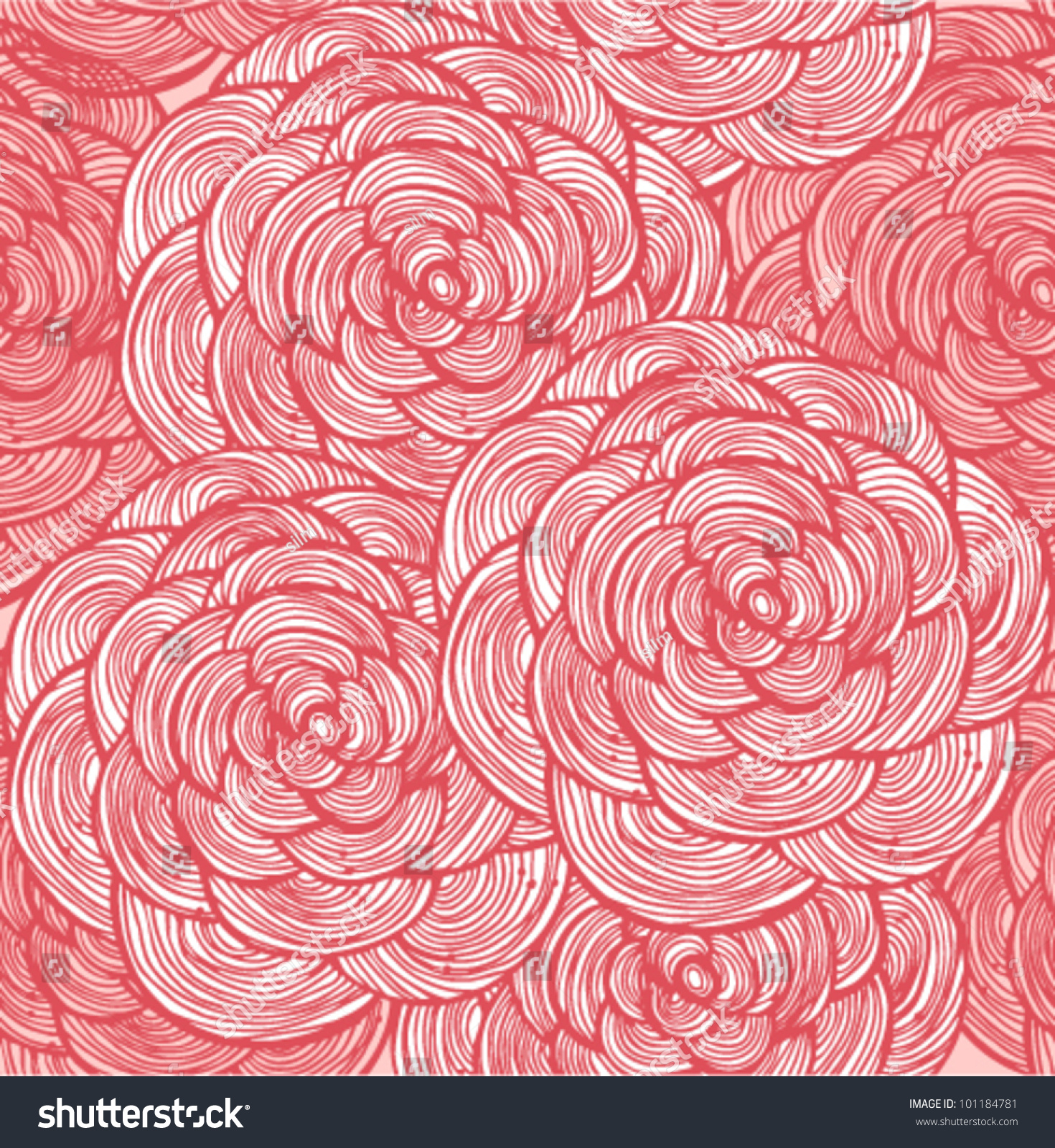 Red Linear Flowers Background Stock Vector (Royalty Free) 101184781 ...