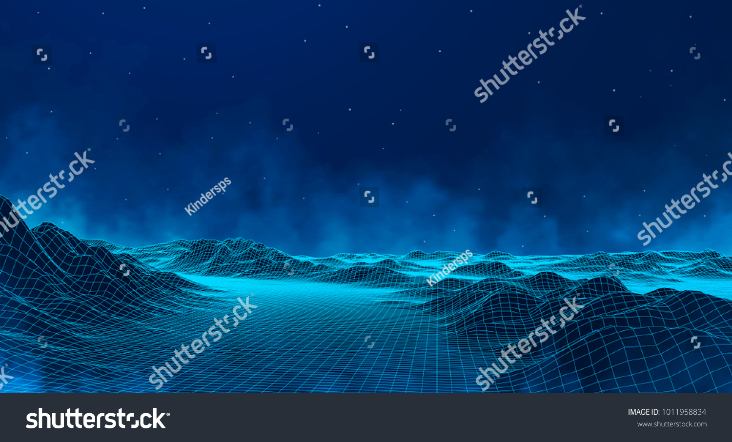 Abstract Digital Landscape Particles Dots Stars Stock Vector (Royalty ...