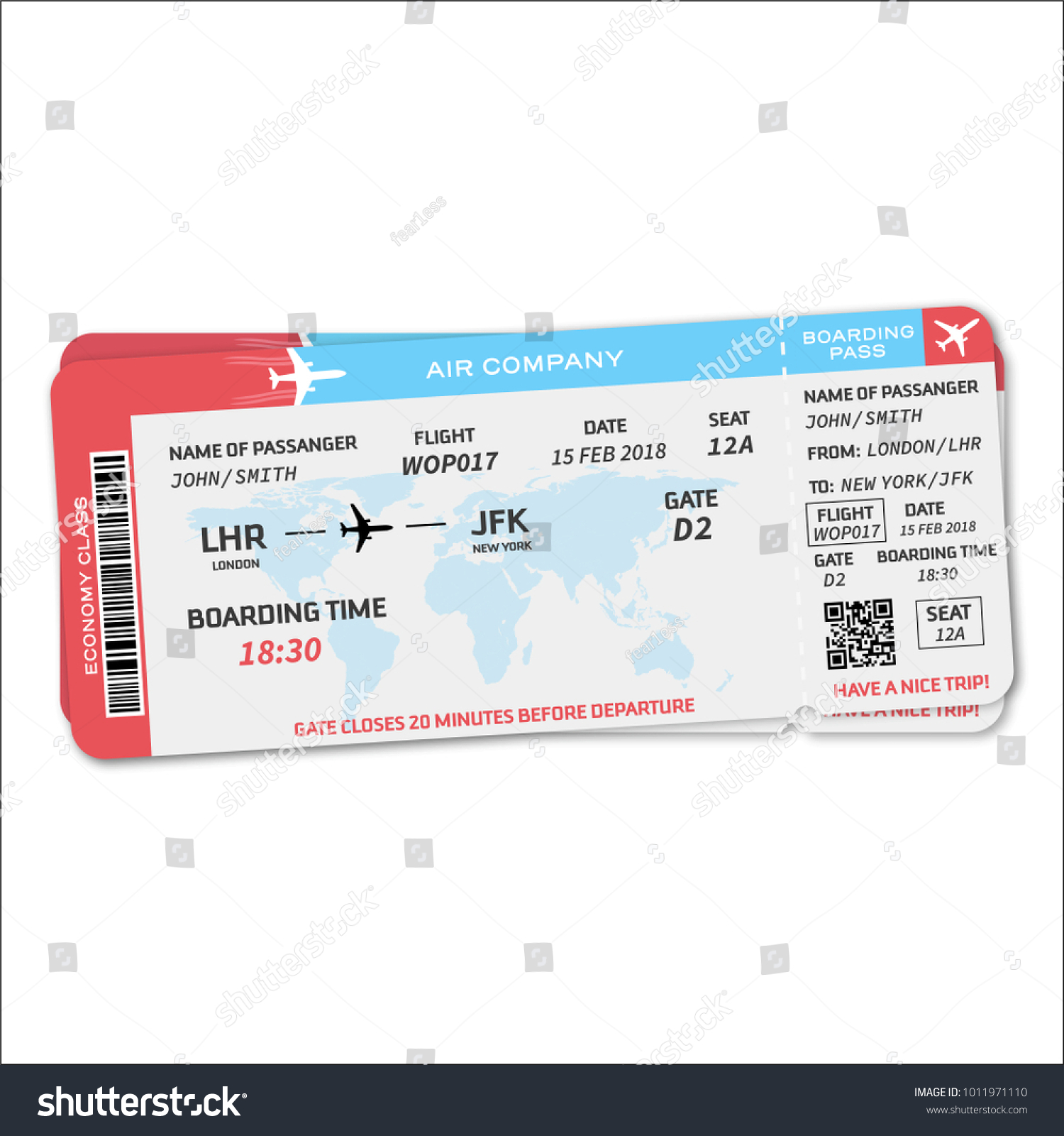 Two Boarding Pass Tickets Concept Trip Stock Vector (Royalty Free ...