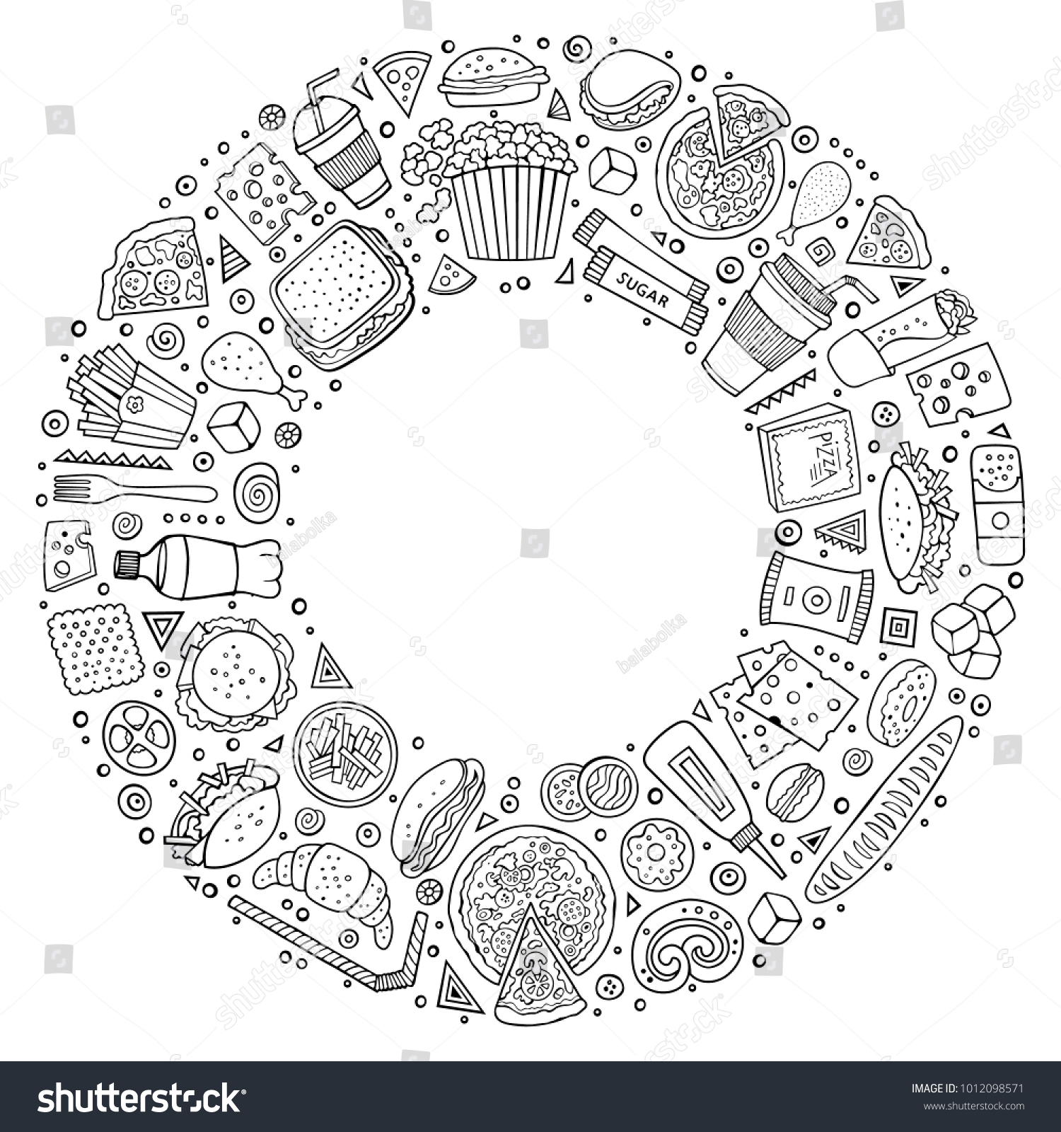 Line Art Vector Hand Drawn Set Stock Vector (Royalty Free) 1012098571 ...