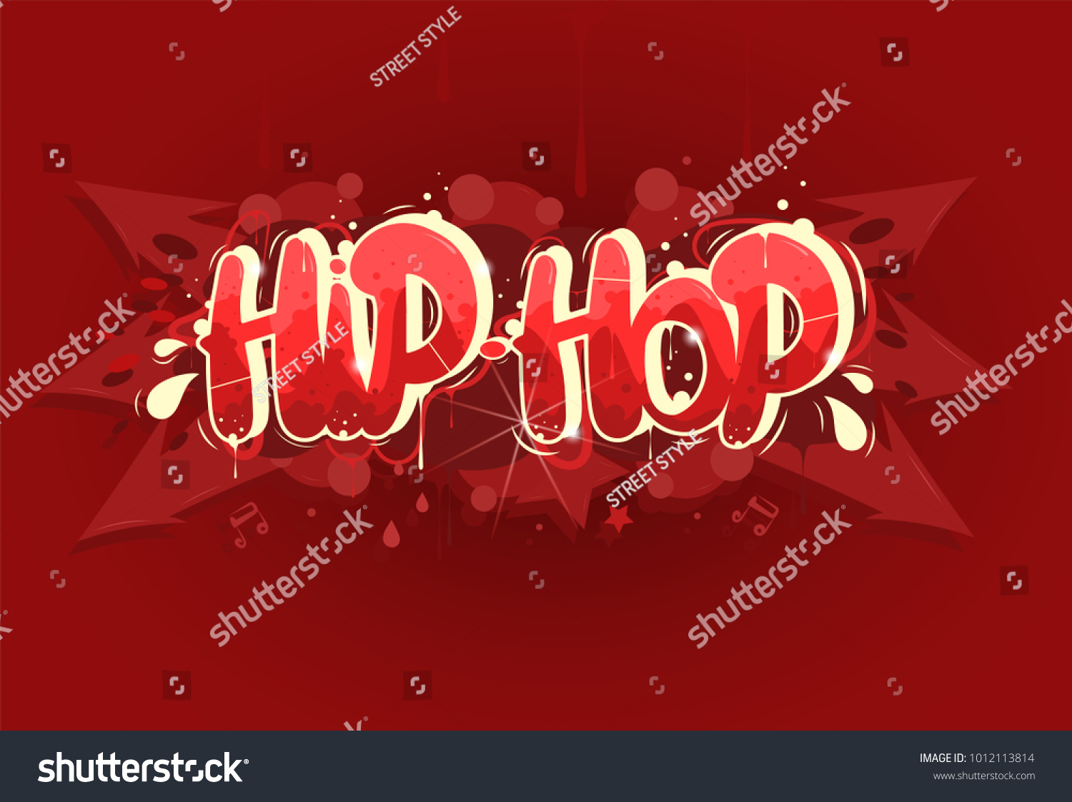 Red Hip Hop Music Illustration Graffiti Stock Vector (Royalty Free ...