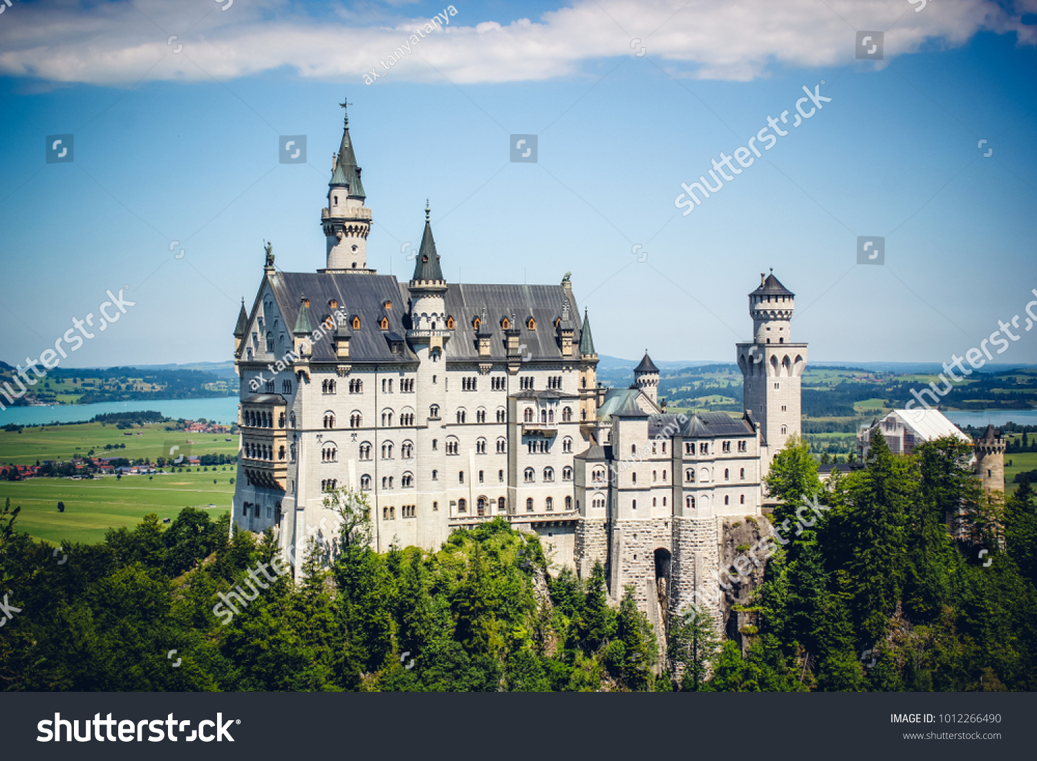 Neuschwanstein Castle Germany Sunny Landscape Fantasy Stock Photo ...