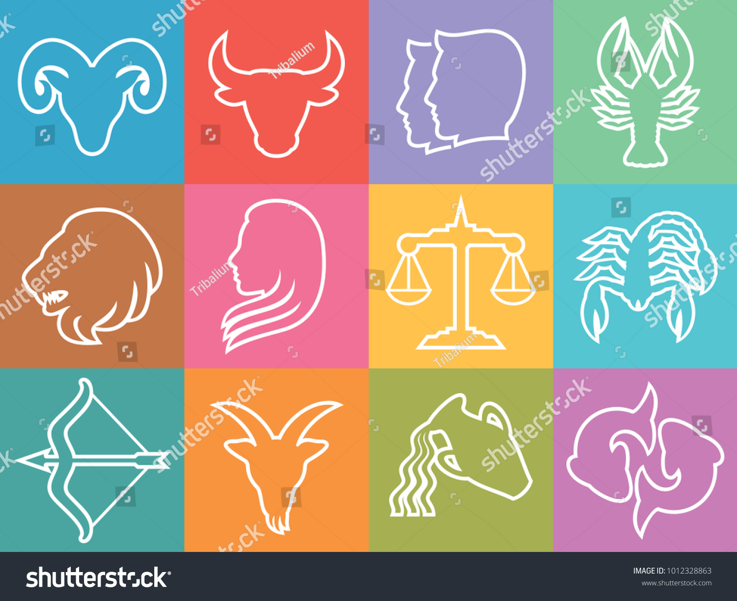 Zodiac Vector Signs Set Horoscope Symbols Stock Vector Royalty Free 1012328863 Shutterstock 5859