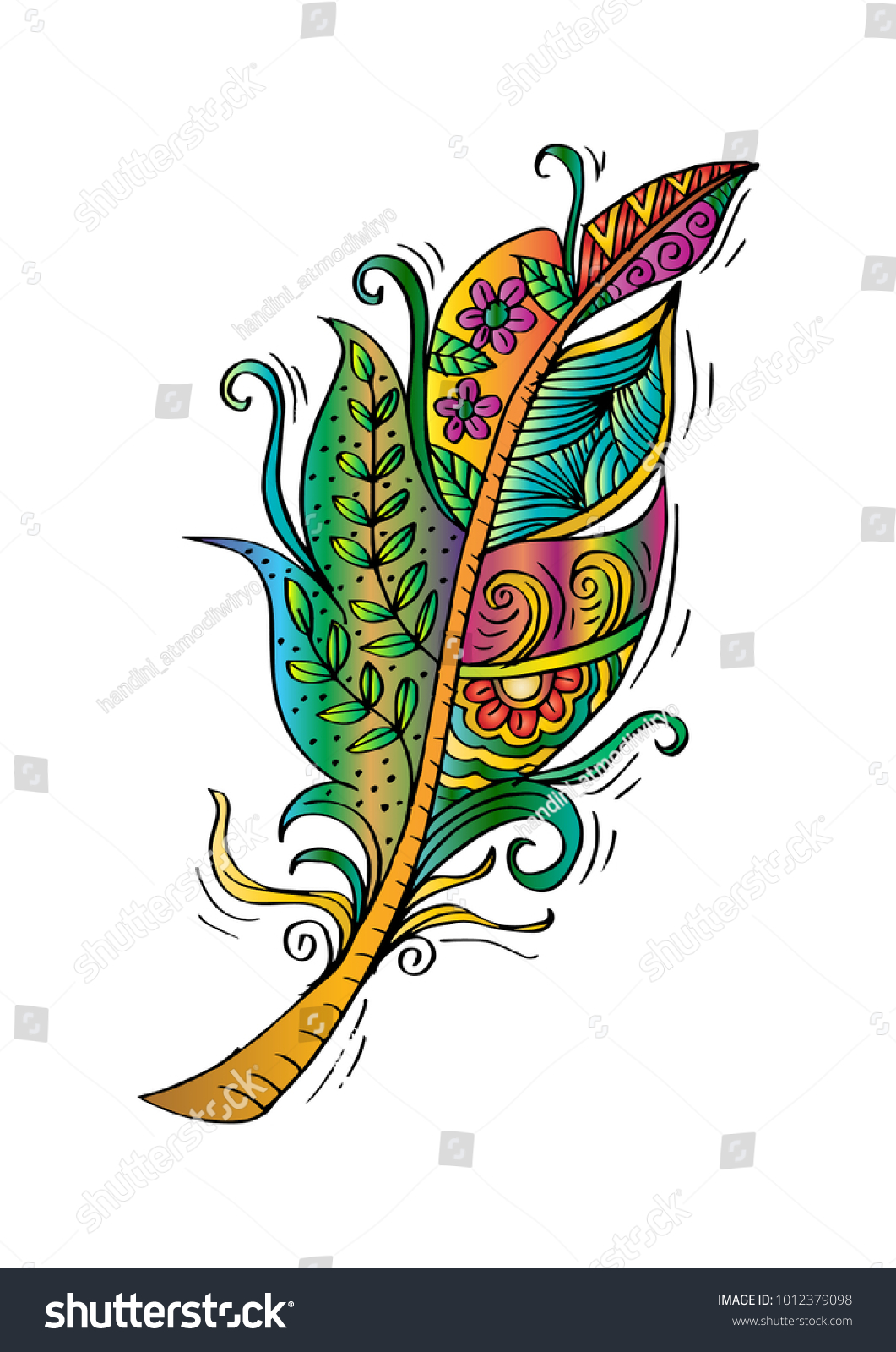 Feather Birds Hand Drawing Stock Vector (royalty Free) 1012379098 