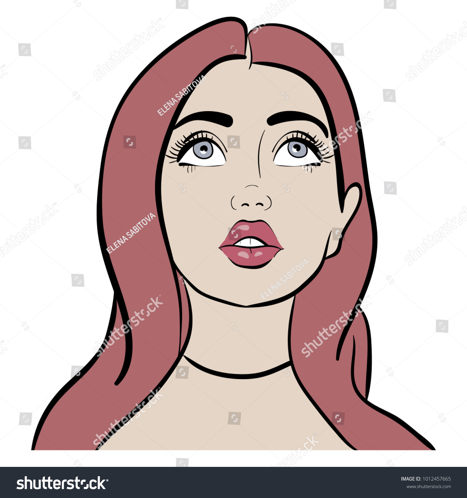 Beautiful Girl Red Hair Gray Eyes Stock Vector Royalty Free 1012457665 Shutterstock 