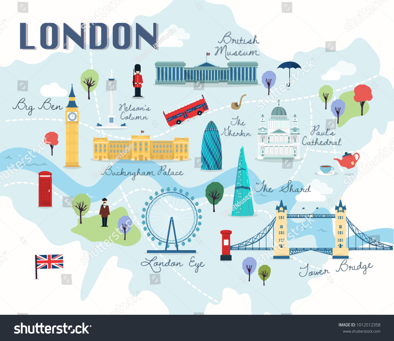 Map London Attractions Vector Illustration Stock Vector (Royalty Free ...