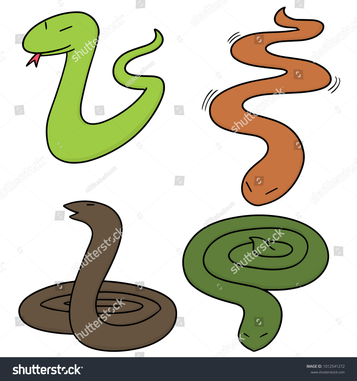 Vector Set Snakes Stock Vector (Royalty Free) 1012541272 | Shutterstock