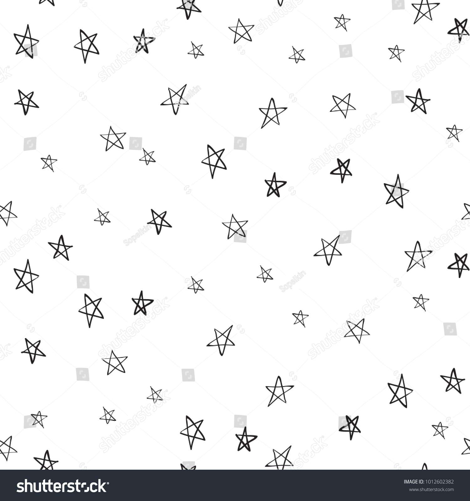 Doodle Little Stars Seamless Pattern Black Stock Vector (royalty Free 