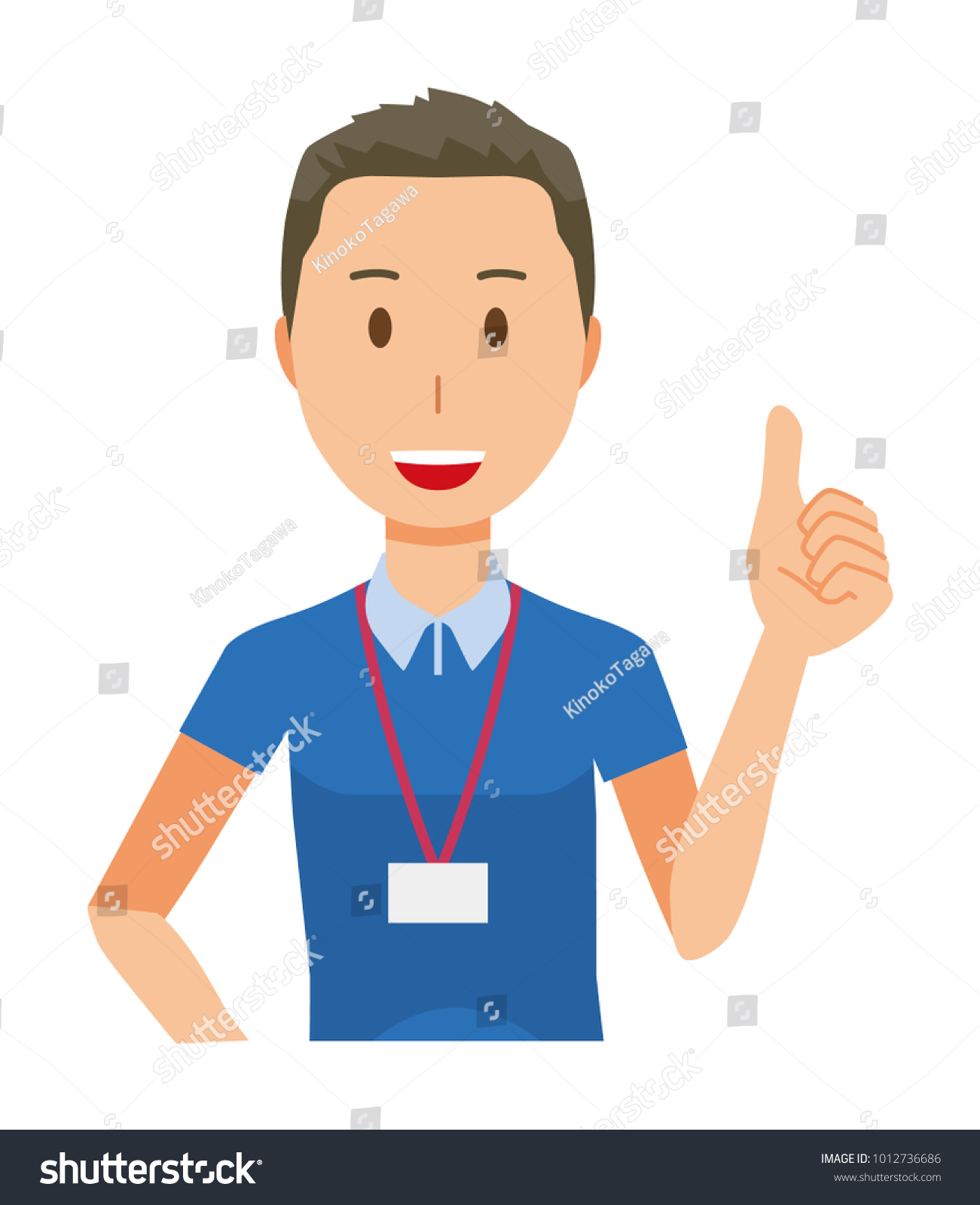 Male Staff Wearing Nameplate Showing Thumbs Stock Vector (Royalty Free ...