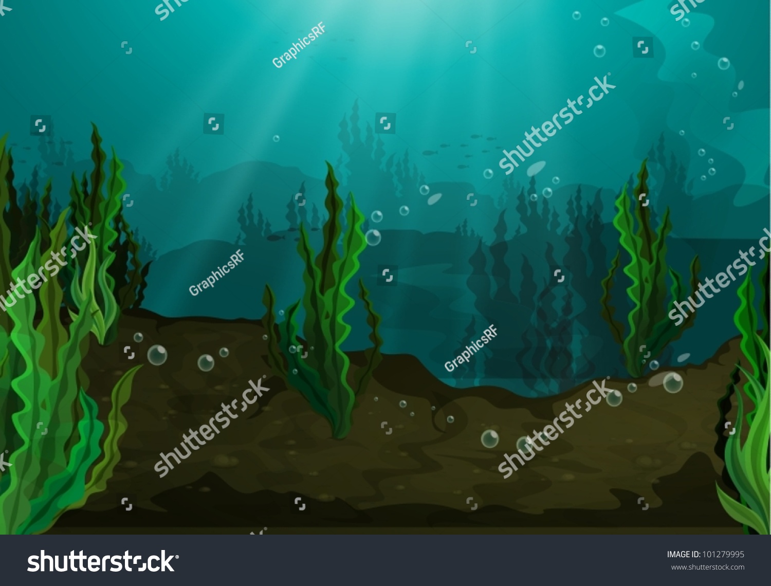 Underwater Freshwater Habitat Stock Vector (Royalty Free) 101279995 ...