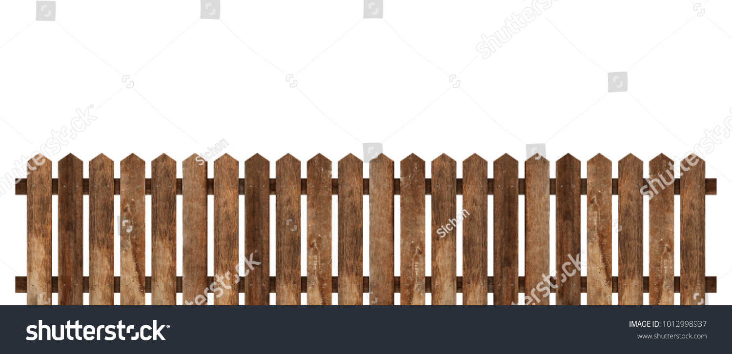 Brown Wooden Fence Isolated On White Stock Photo 1012998937 | Shutterstock