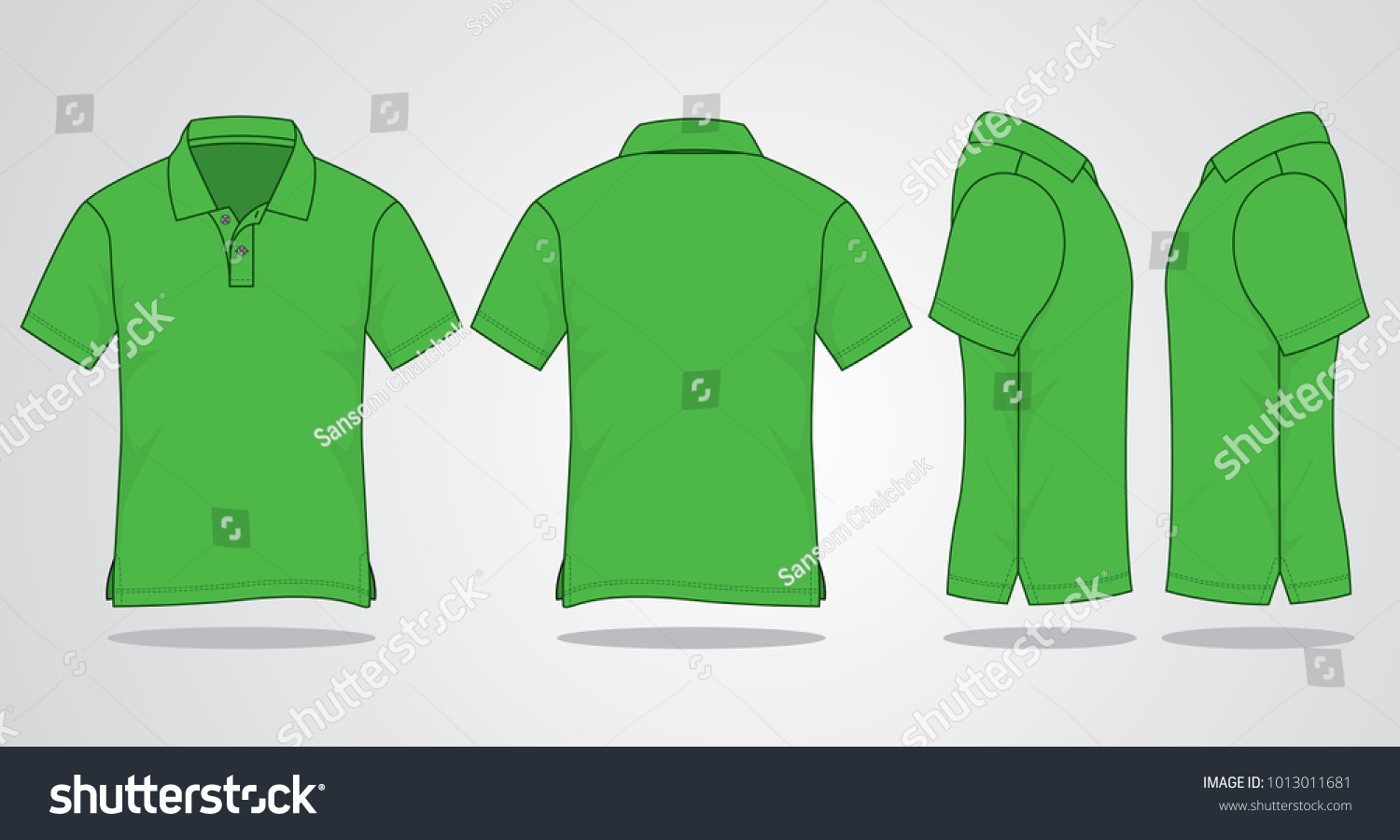 Blank Green Short Sleeves Polo Shirt Stock Vector (Royalty Free ...