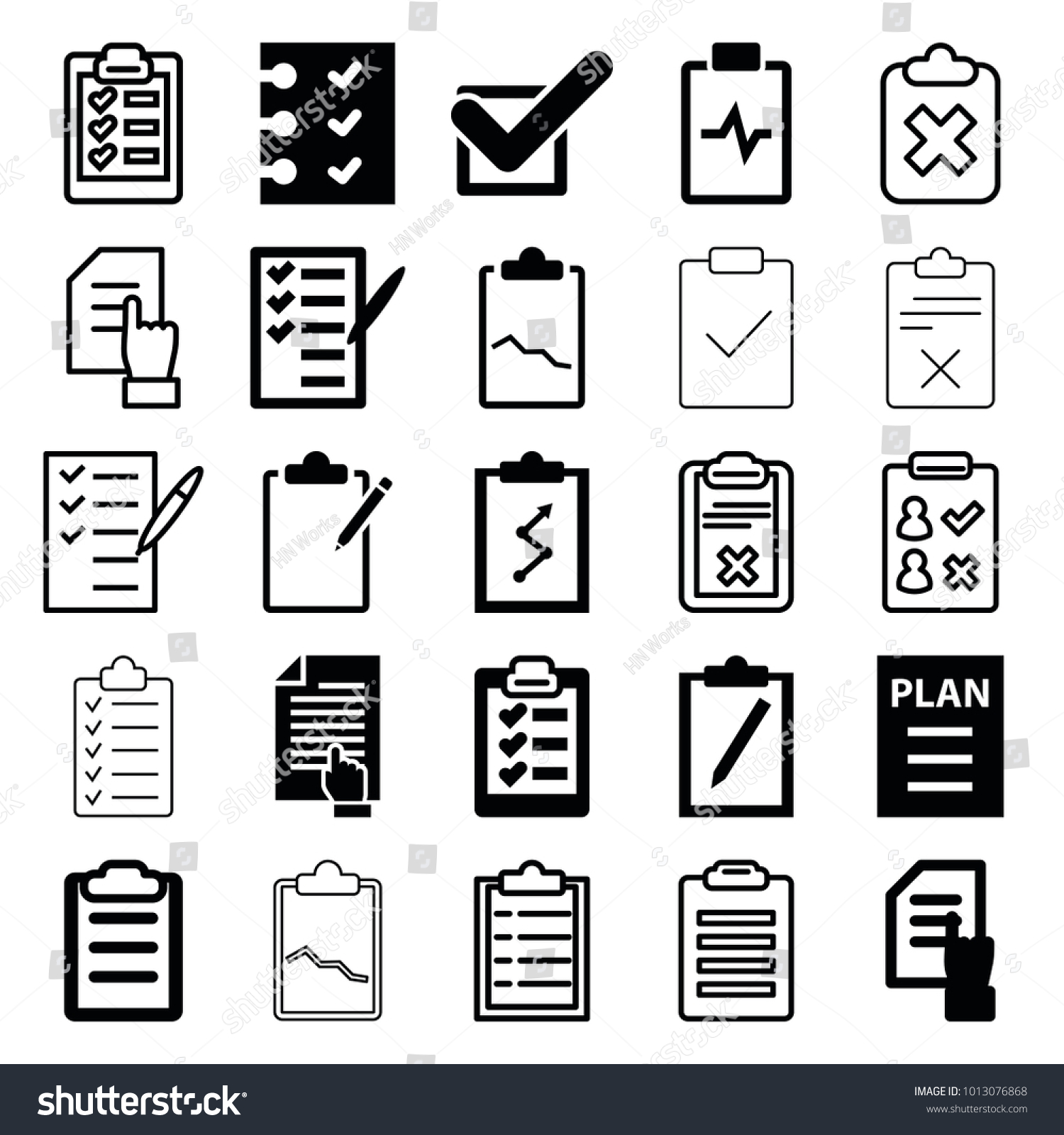 Checklist Icons Set 25 Editable Filled Stock Vector (Royalty Free ...