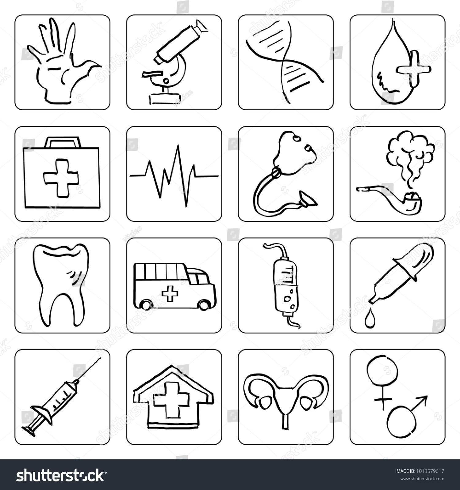 Medical Doodle Sketch Illustration Set Hand Stock Vector (Royalty Free ...