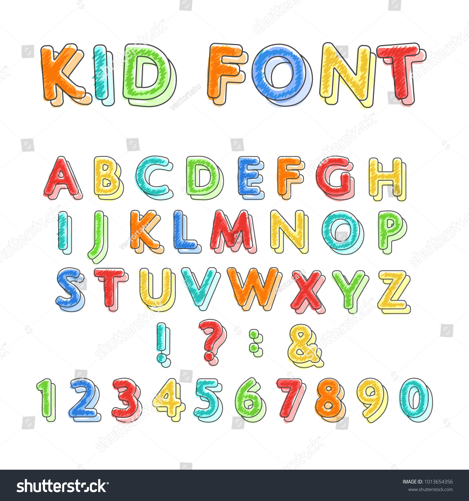 Colorful Doodle Alphabet Kids Handwritten Doodles Stock Vector (Royalty ...