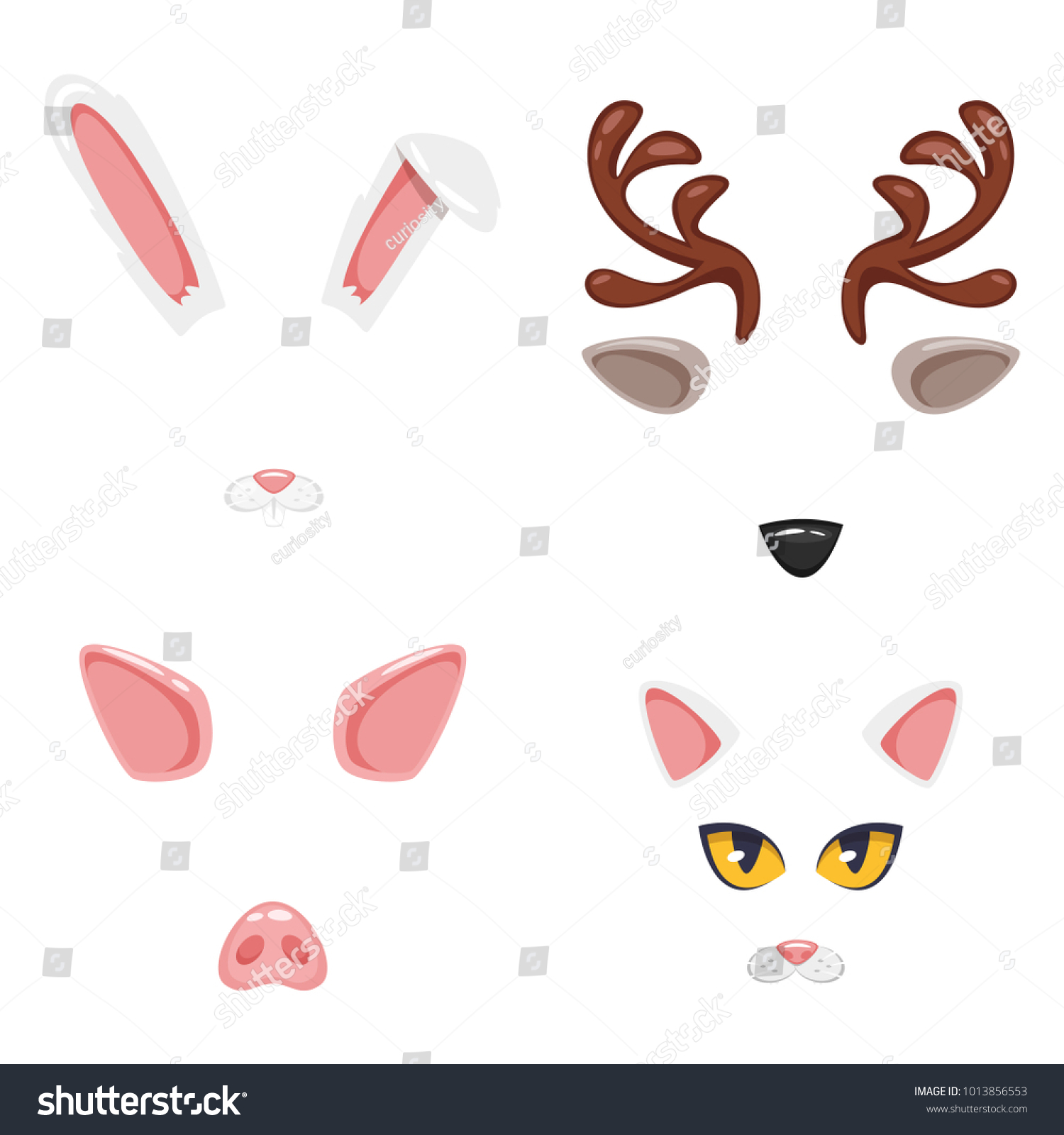 Vector Cartoon Style Cute Animal Faces Stock Vector (royalty Free 