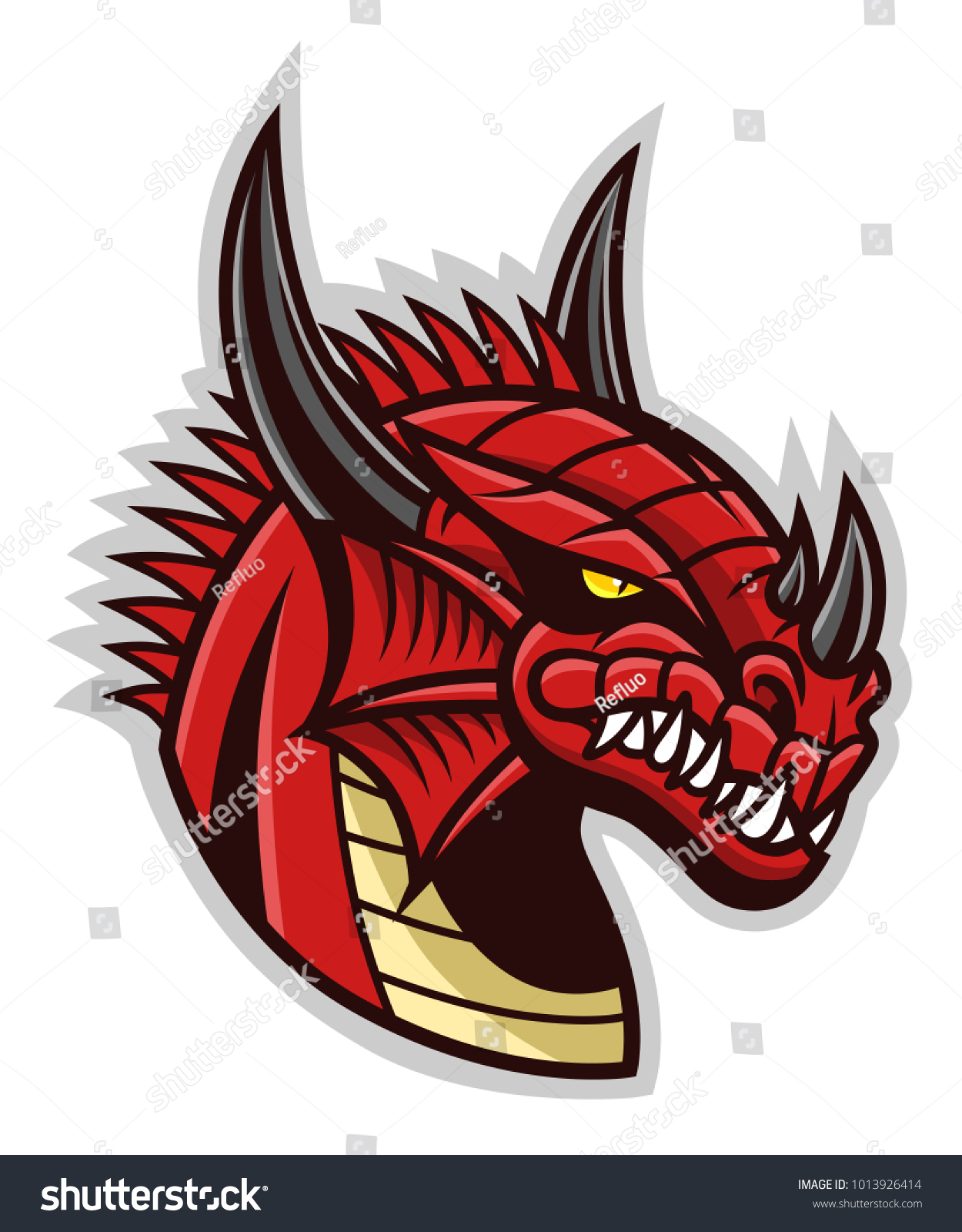 Red Dragon Head On White Background Stock Vector (Royalty Free ...