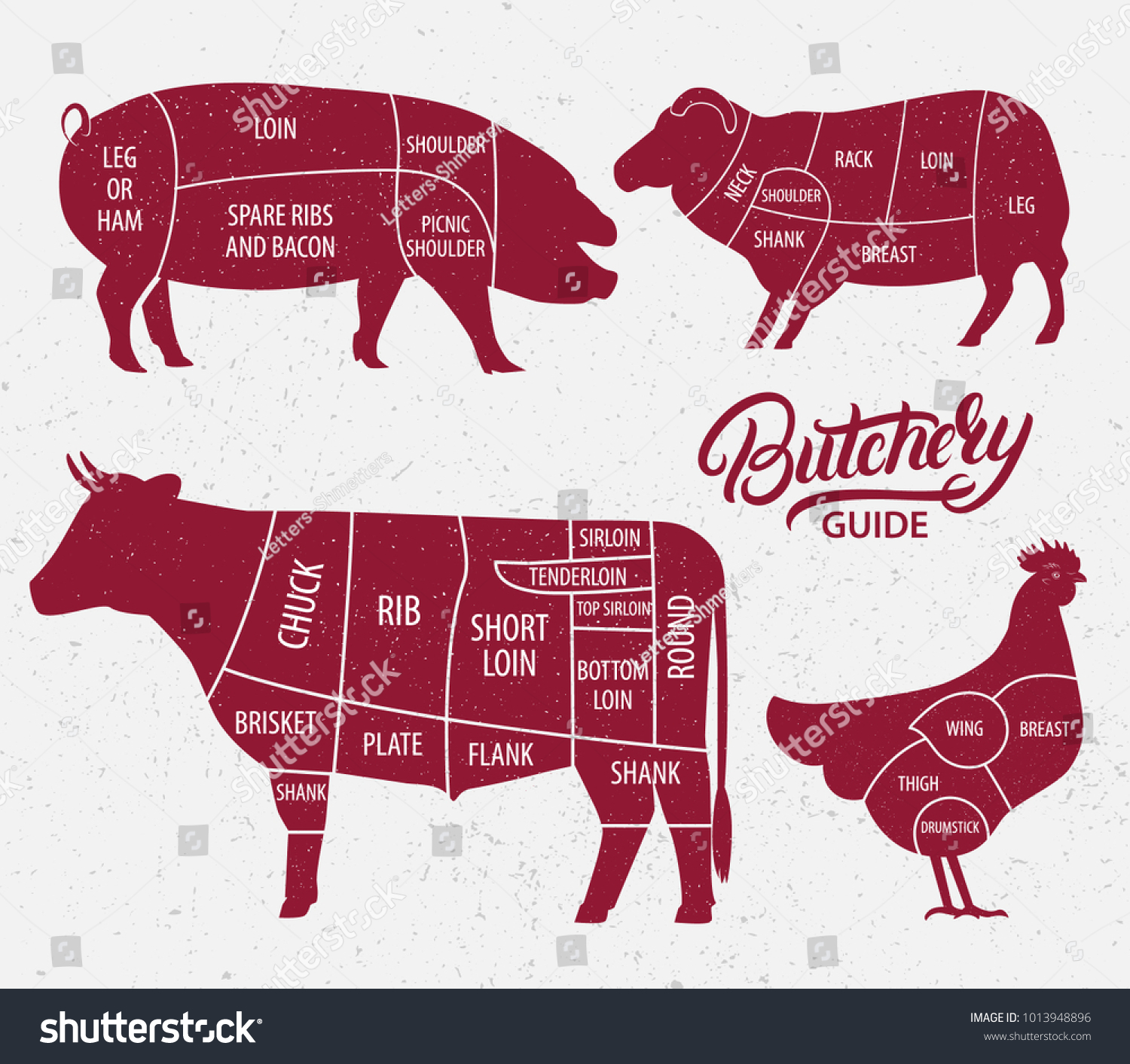 Animal Farm Set Cut Beef Pork Stock Illustration 1013948896 | Shutterstock