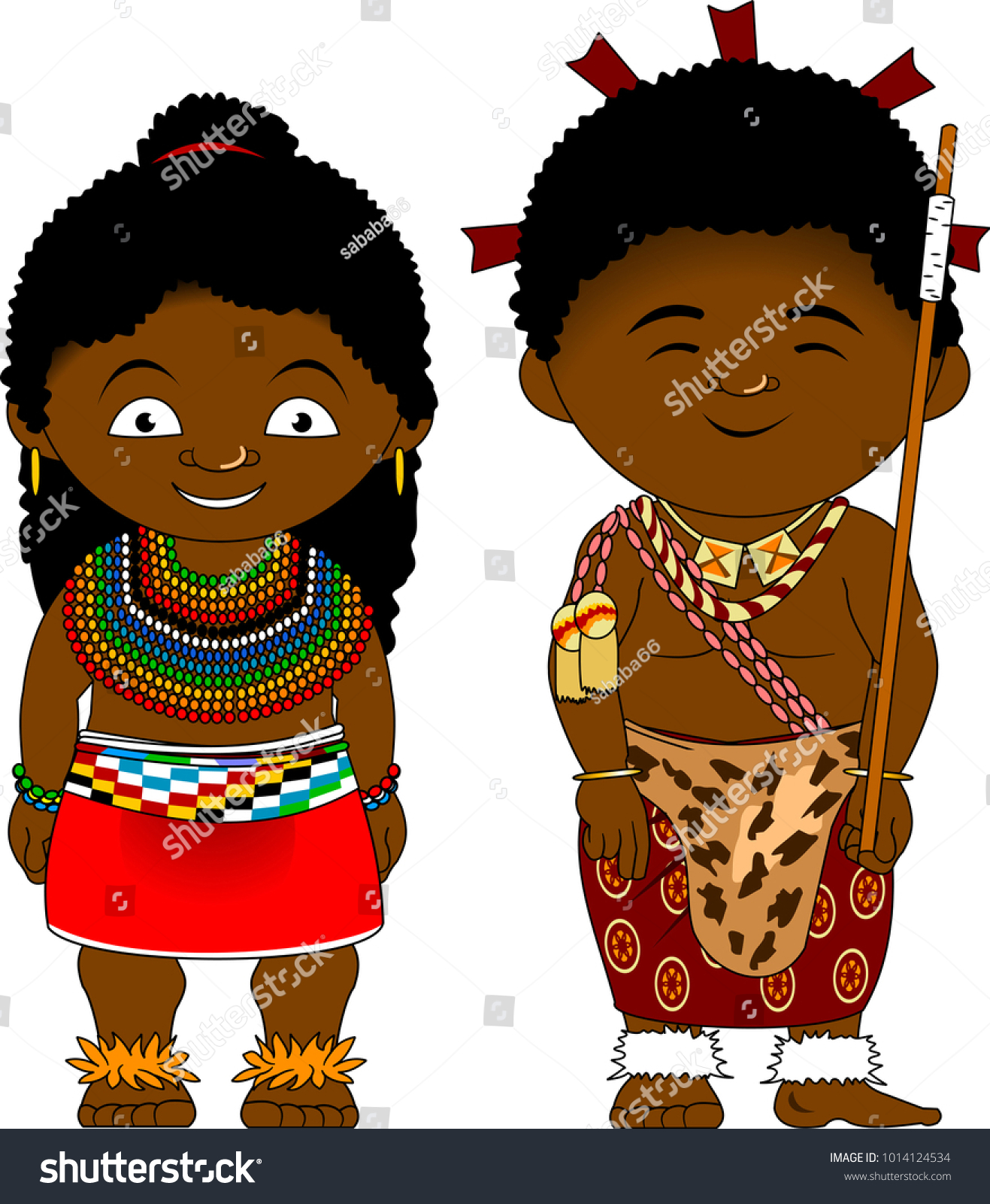 Man Woman National African Clothes Vector Stock Vector (Royalty Free ...