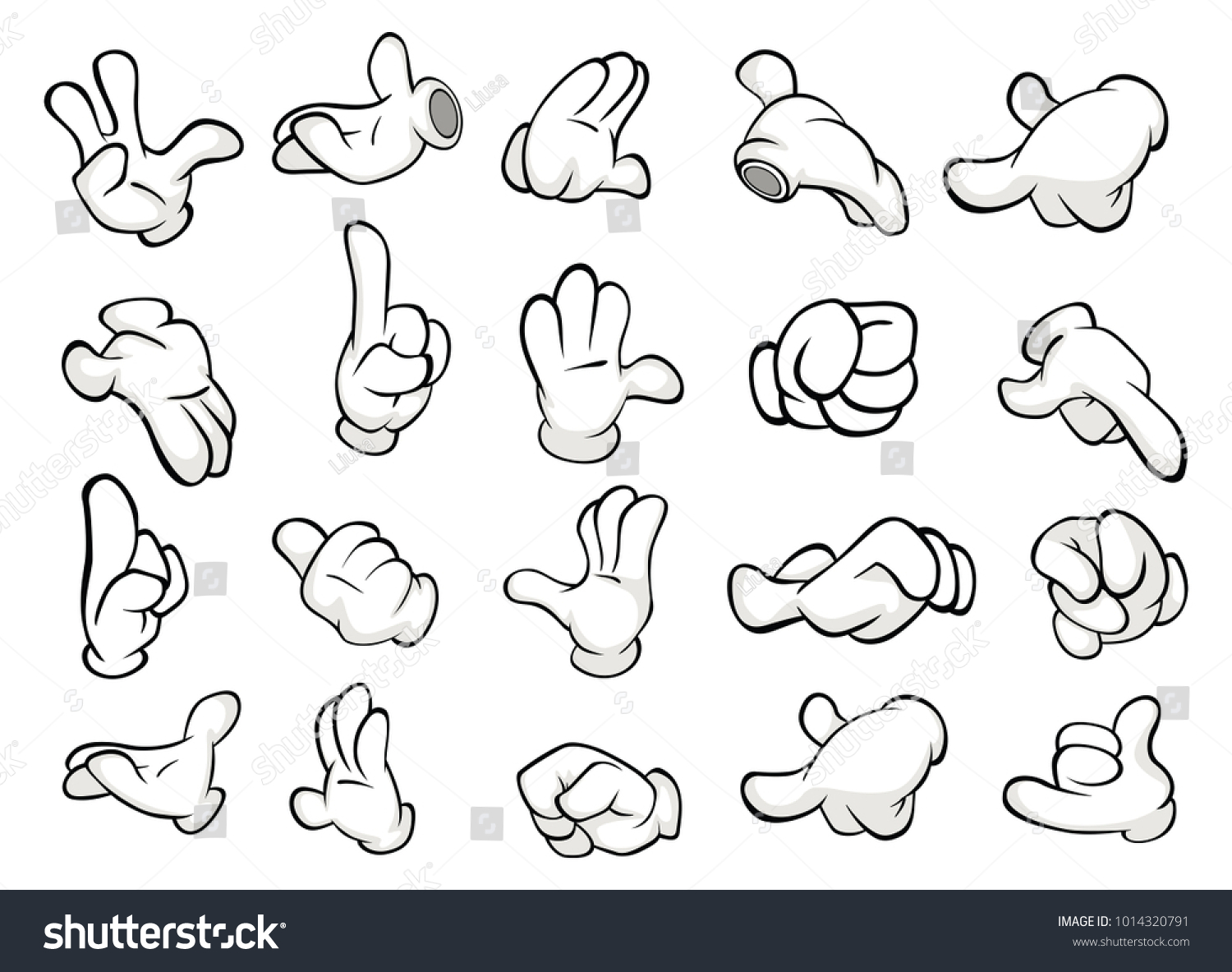 Set Cartoon Illustrations Hands Different Gestures Stock Illustration ...