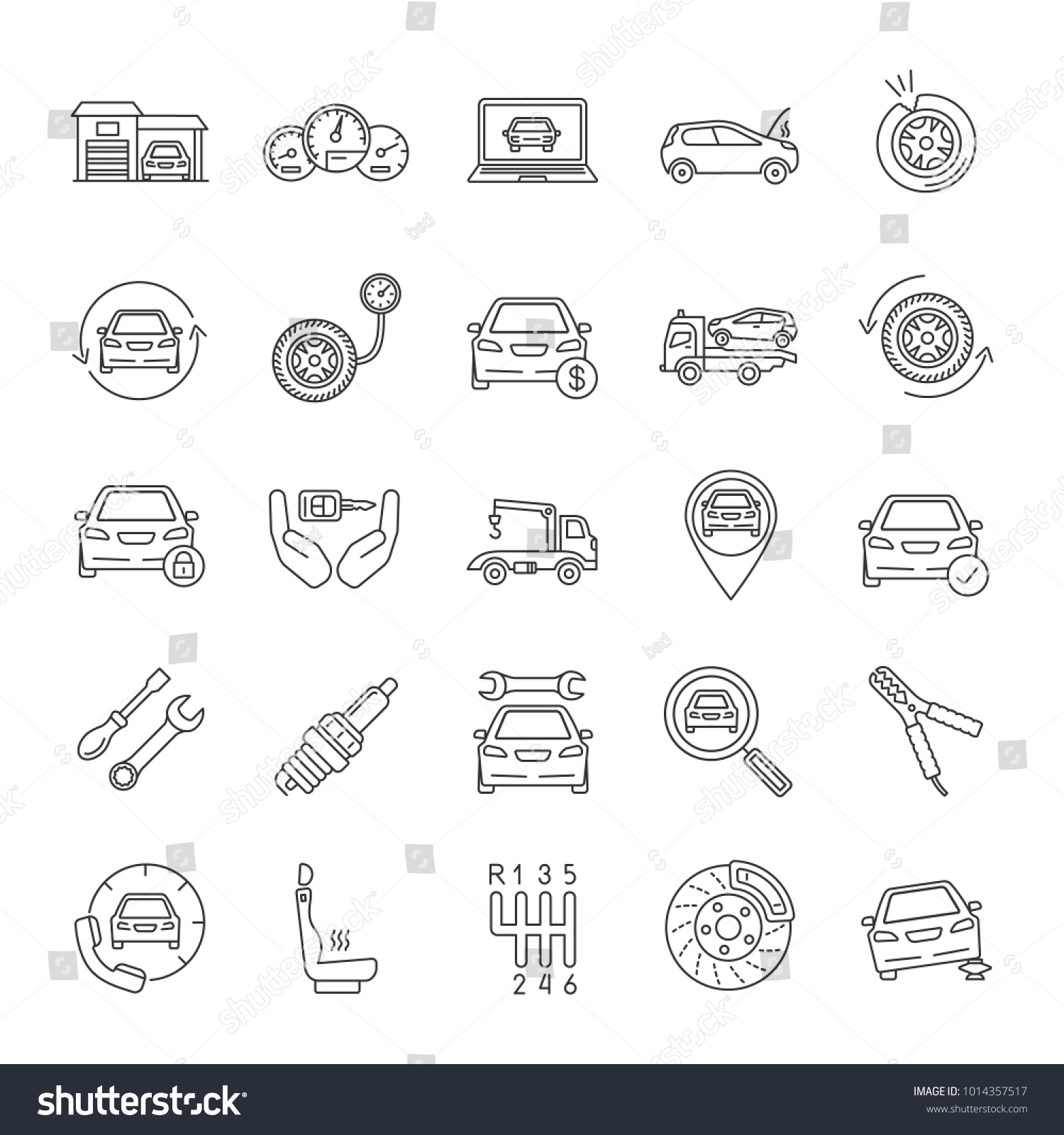 Auto Workshop Linear Icons Set Car Stock Vector (Royalty Free ...