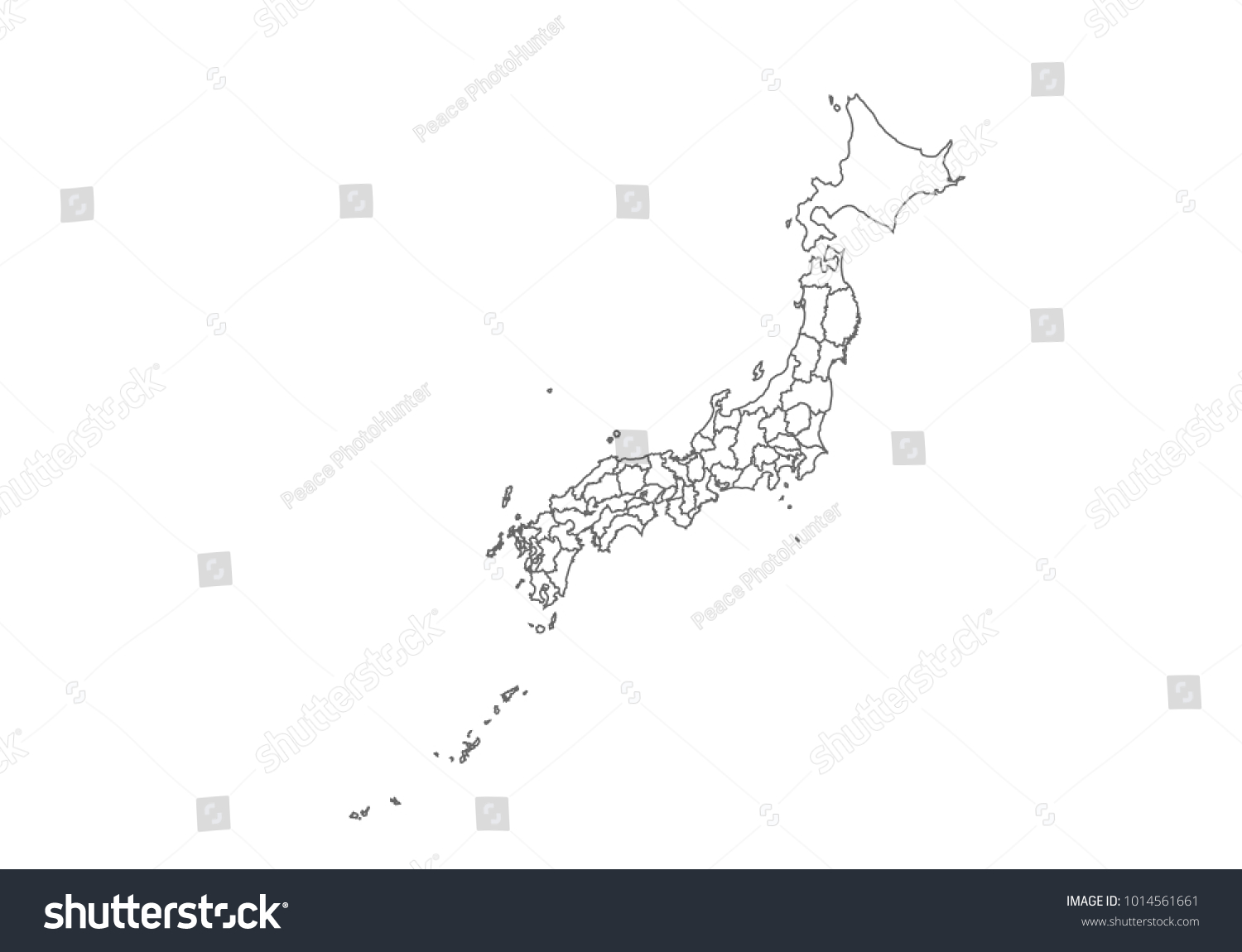 Japan Map Country Borders Thin Black Stock Vector (Royalty Free ...