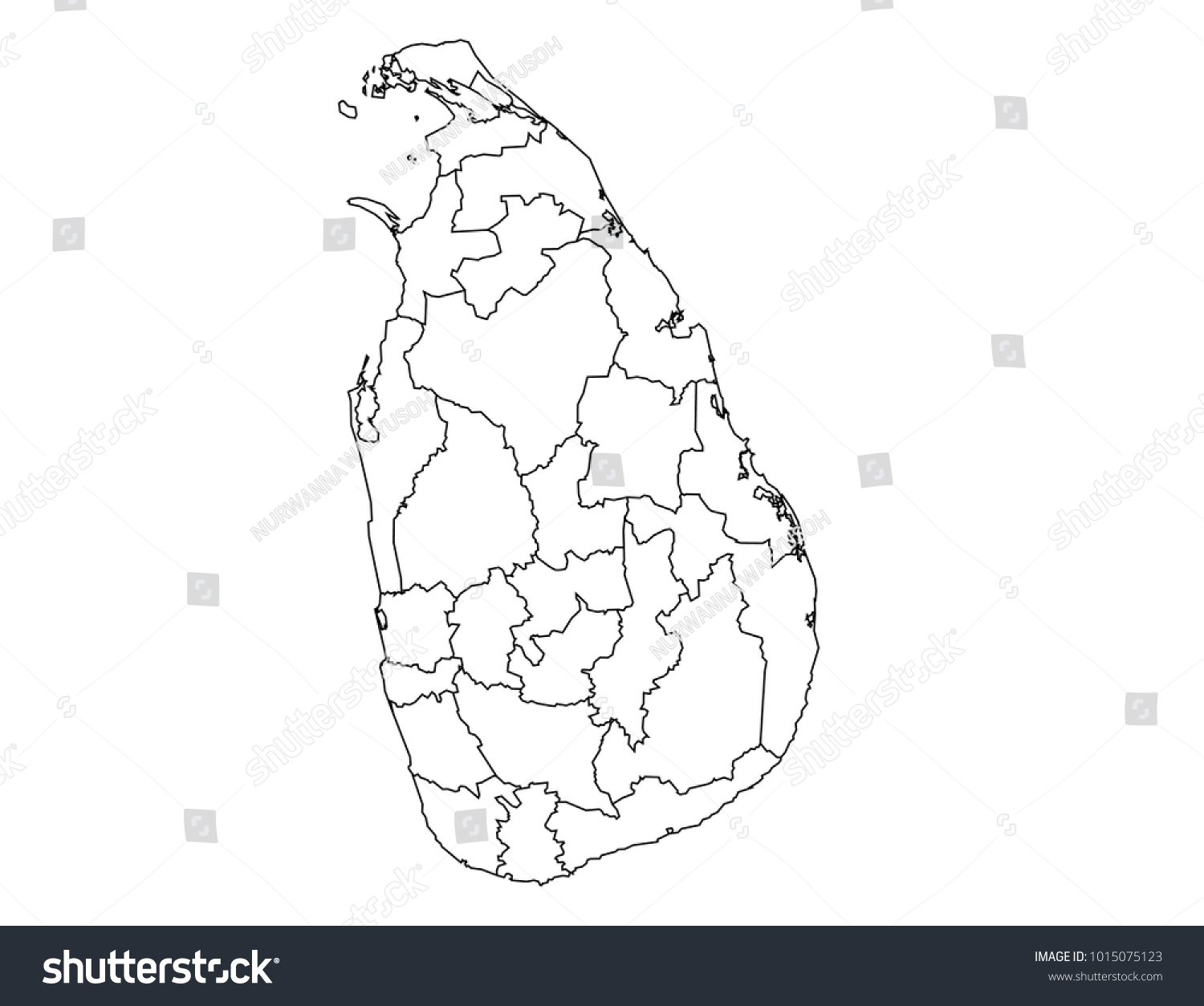 Sri Lanka Outline Map Detailed Isolated Stock Vector (Royalty Free ...