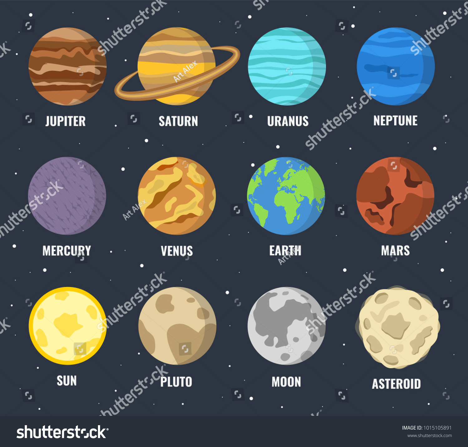 Colorful Planets Set Vector Illustration Stock Vector (Royalty Free ...