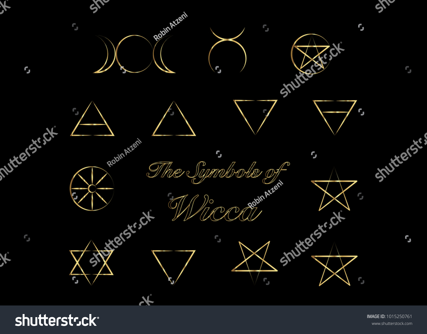 Golden Set Witches Runes Wiccan Divination Stock Vector (Royalty Free ...