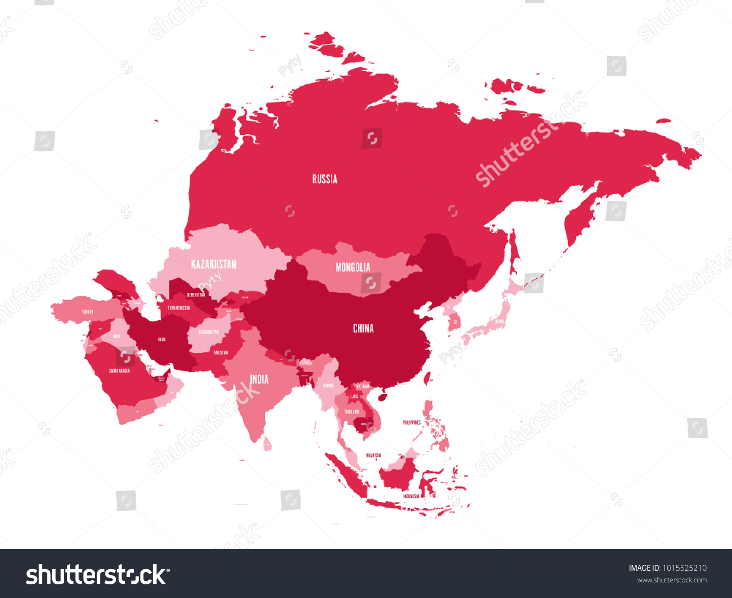 Political Map Asia Continent Shades Maroon Stock Vector Royalty Free 1015525210 Shutterstock 