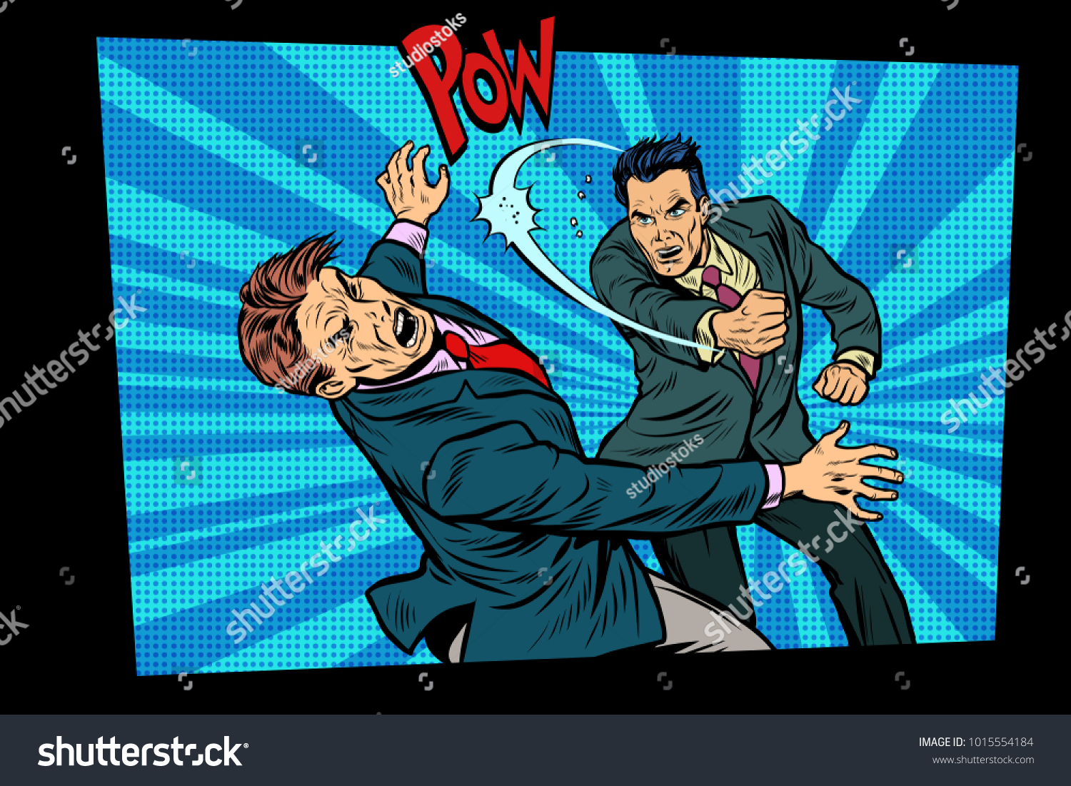 Beating Two Fighting Men Strong Punch Stock Vector (Royalty Free ...