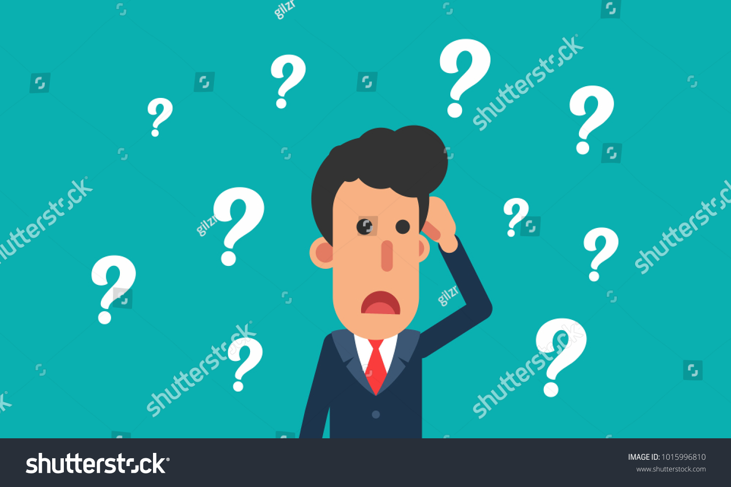 Businessman Confused Businessman Thinking Question Mark Stock Vector 