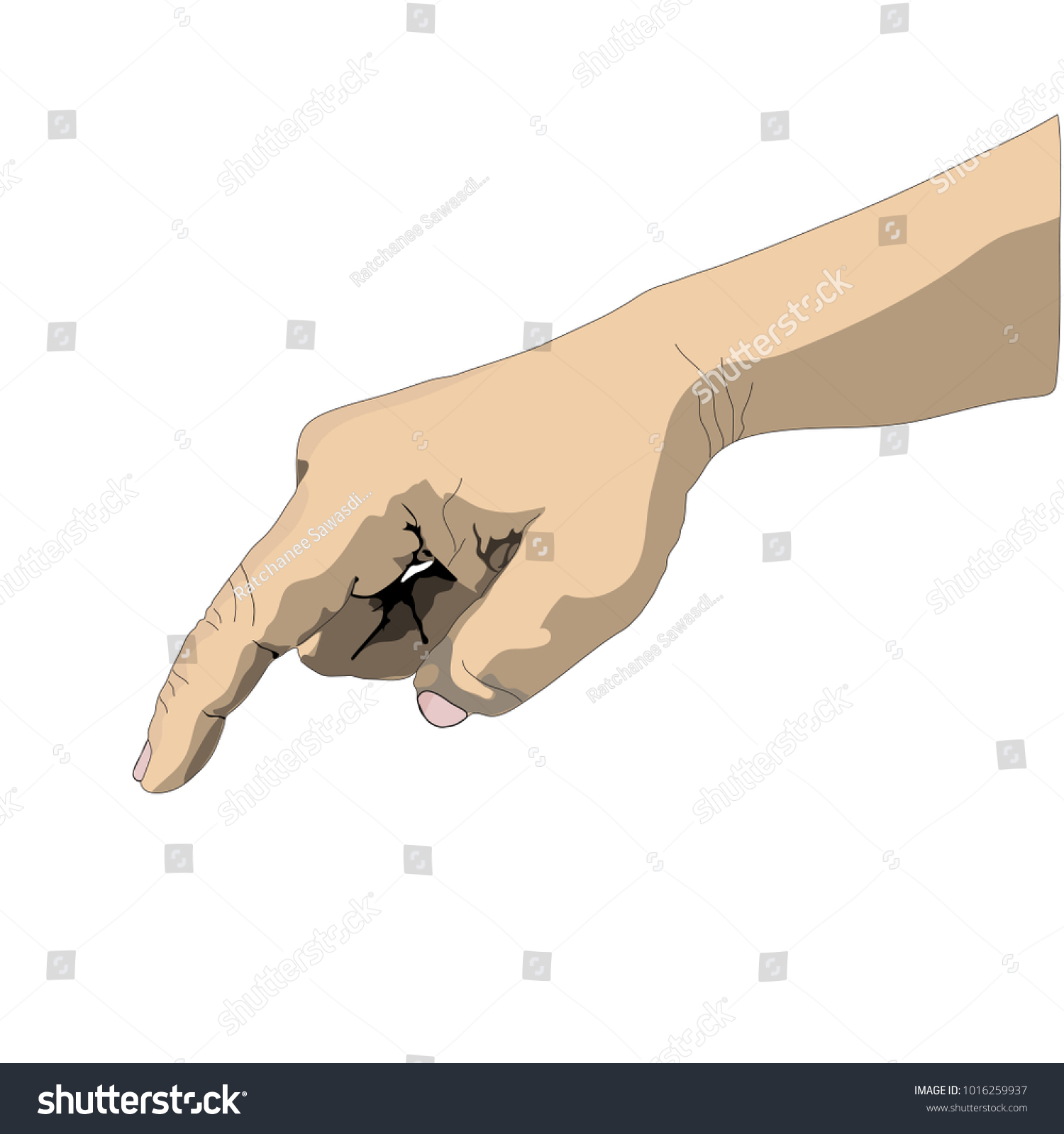 Hand Press Action Cartoon Vector Stock Vector (Royalty Free) 1016259937 ...