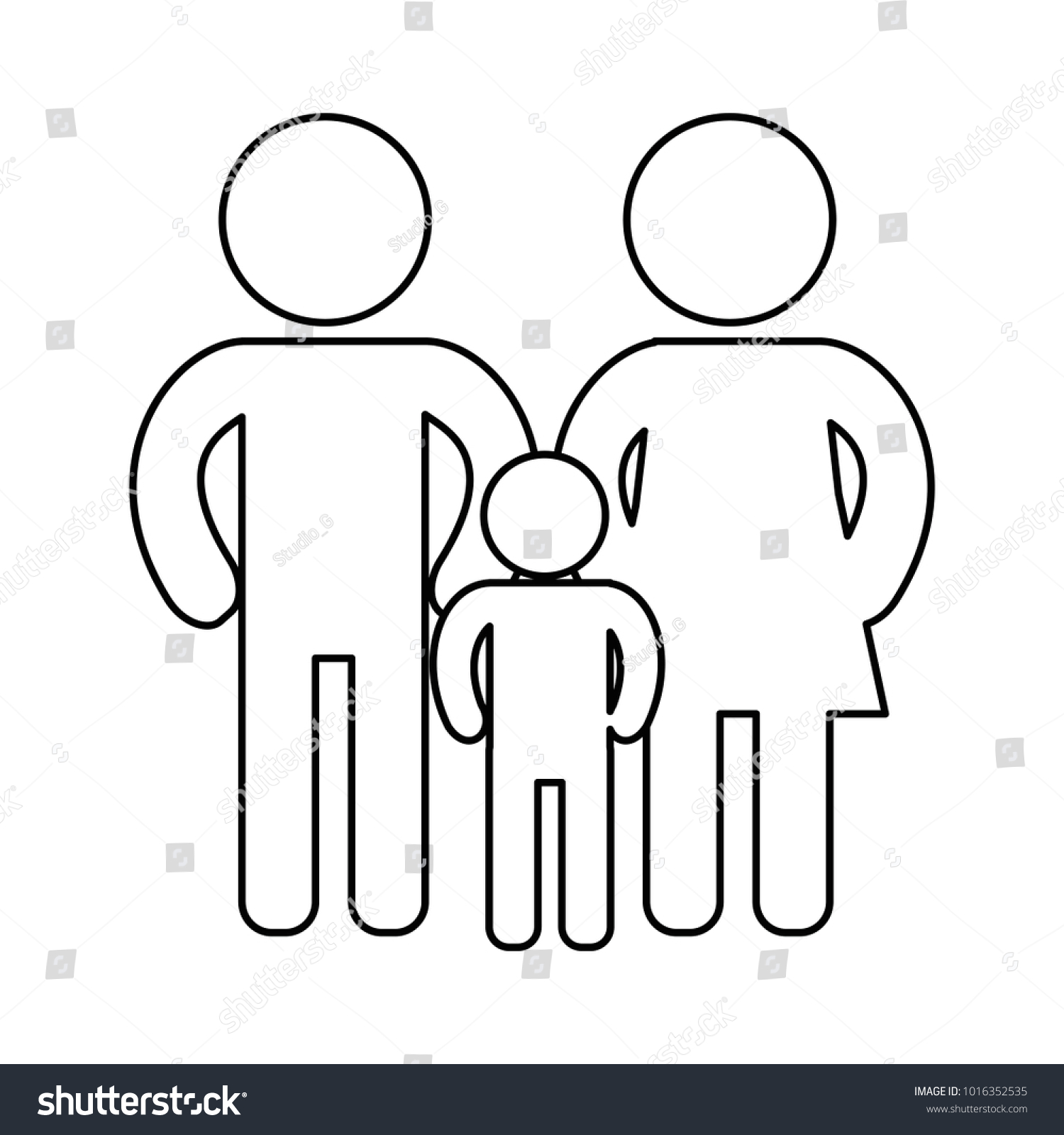 Family Silhouette Isolated Icon Stock Vector (Royalty Free) 1016352535 ...