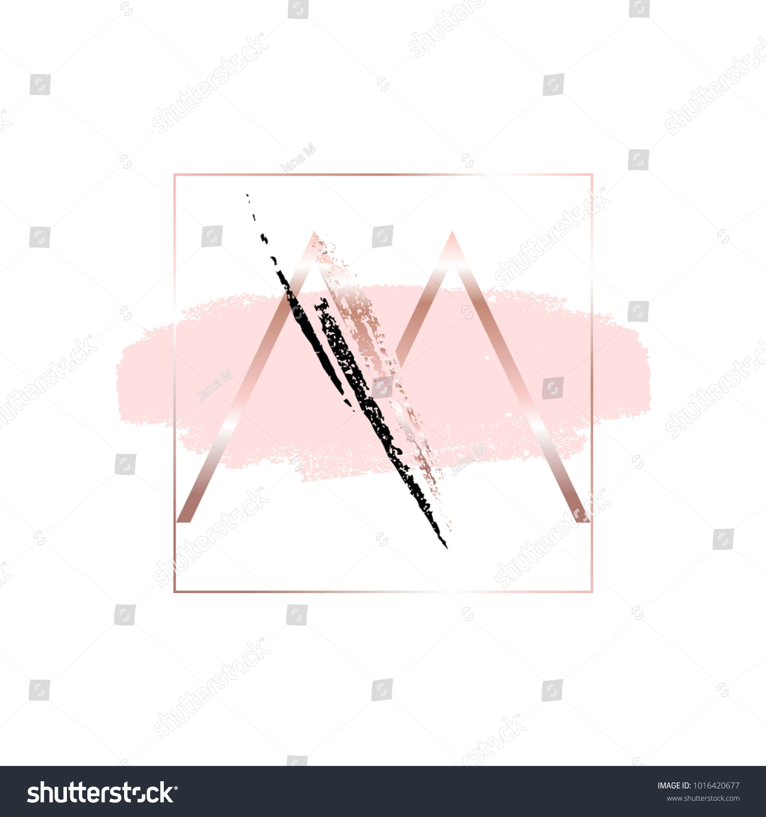 Letter M Rose Gold Frame On Stock Vector (Royalty Free) 1016420677 ...