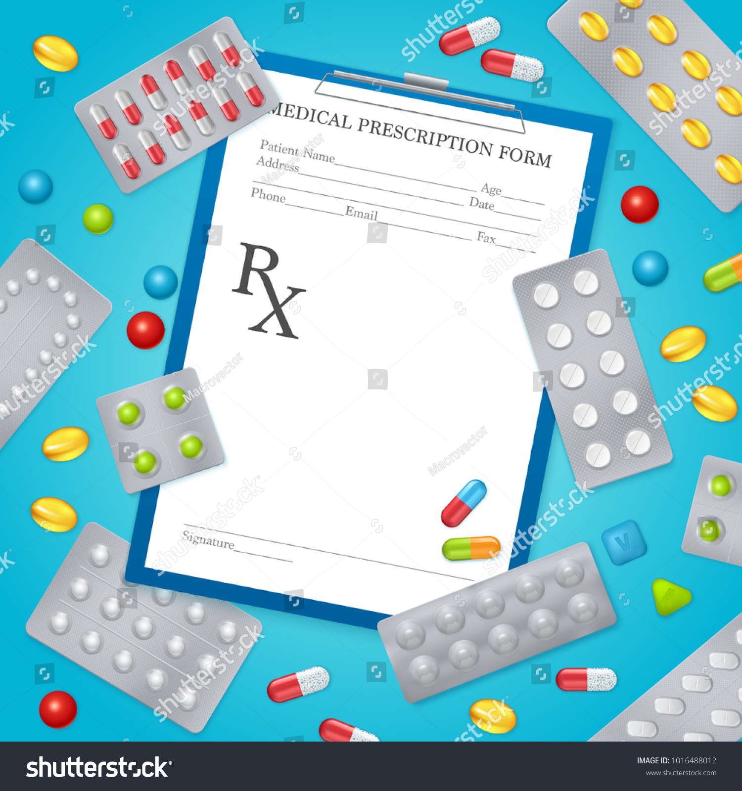 Medical Prescription Form Realistic Background Poster Stock Illustration 1016488012  Shutterstock