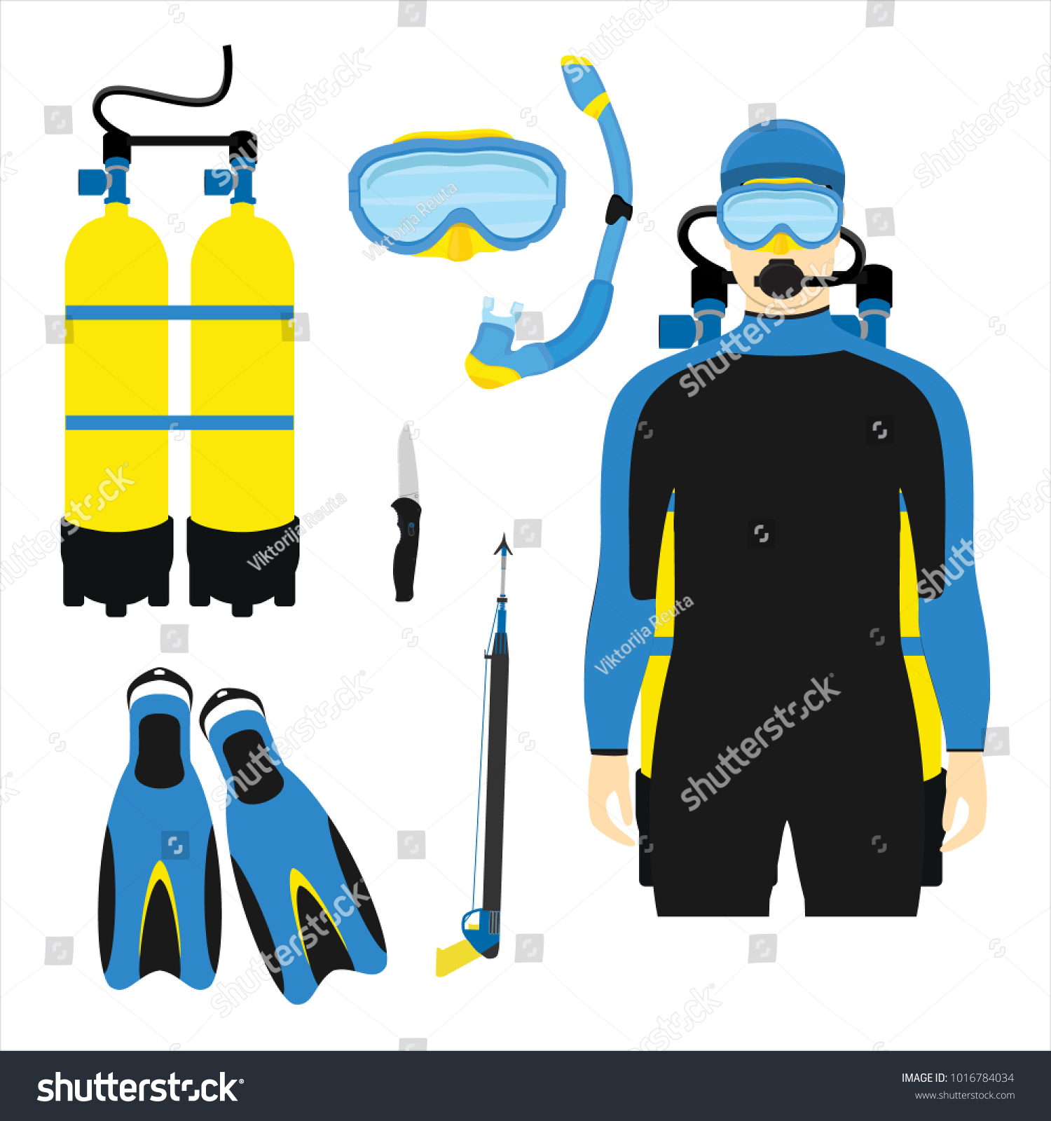 Snorkeling Scuba Diving Set Elements Scubadiving Stock Vector (Royalty ...