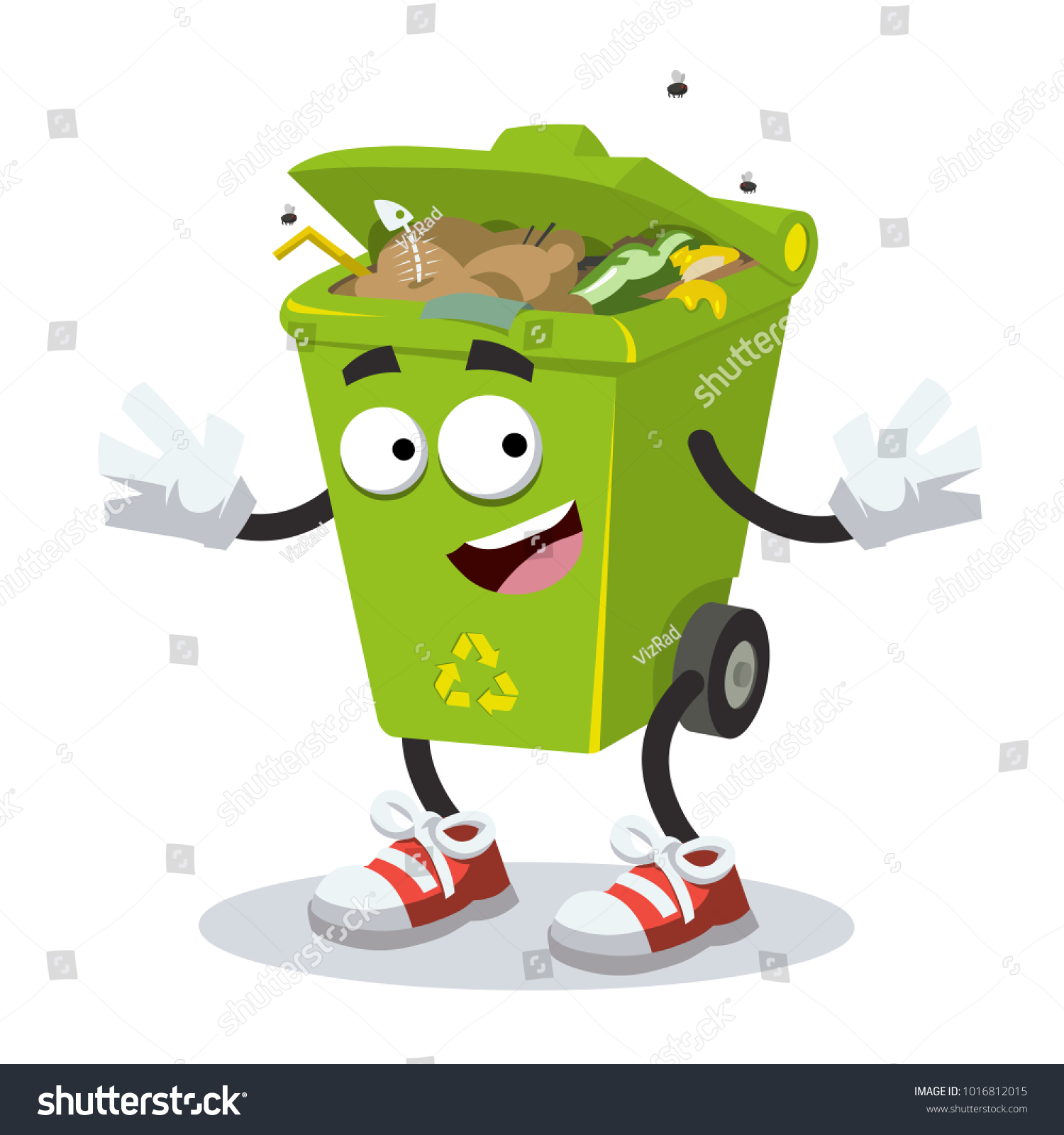 Cartoon Joyful Trash Can Mascot Smiling Stock Vector (royalty Free 