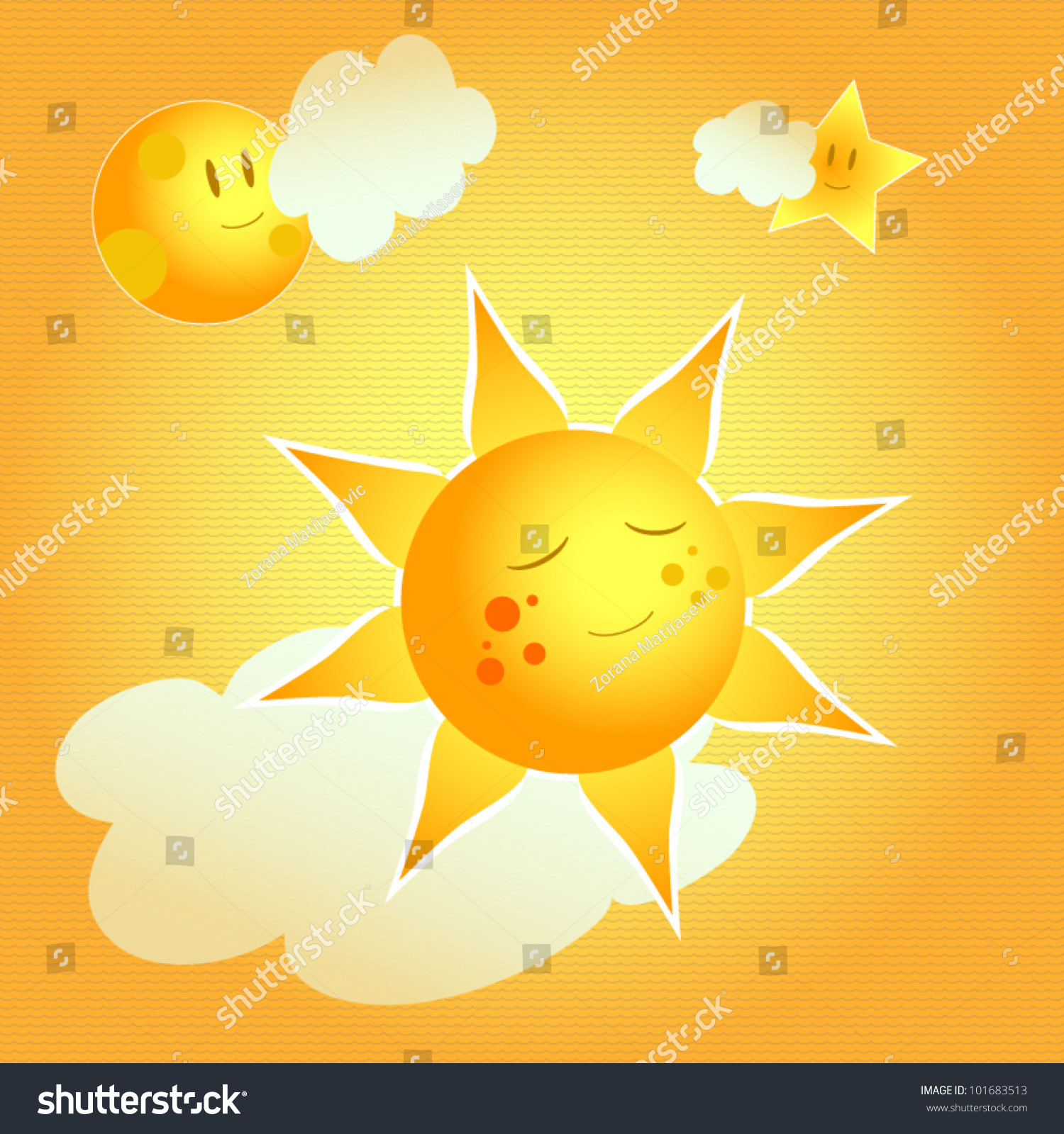 Sun Moon Star Stock Vector (royalty Free) 101683513 