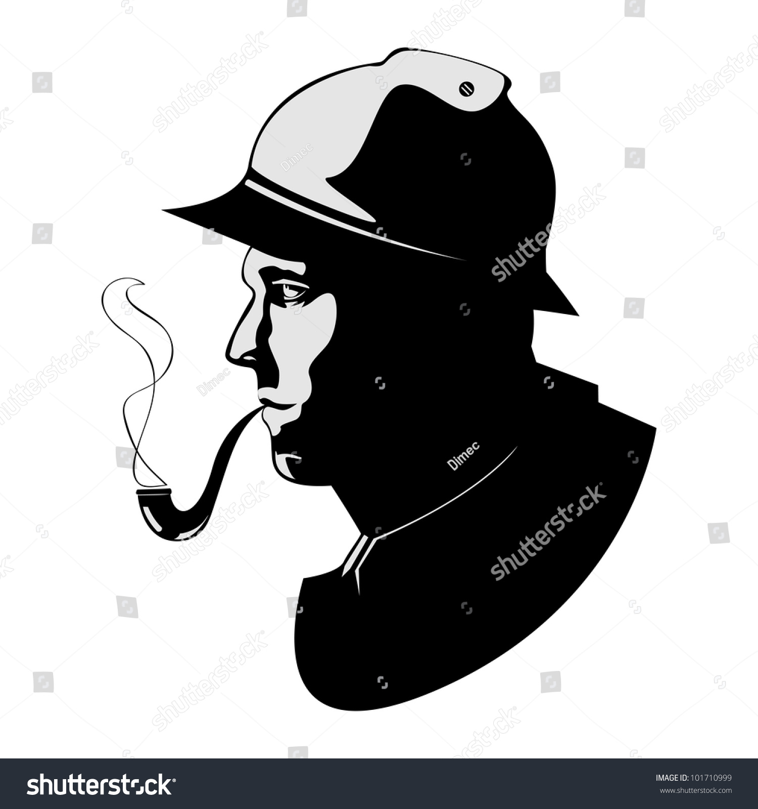 Silhouette Pipe Smoker Vector Version Portfolio Stock Illustration ...