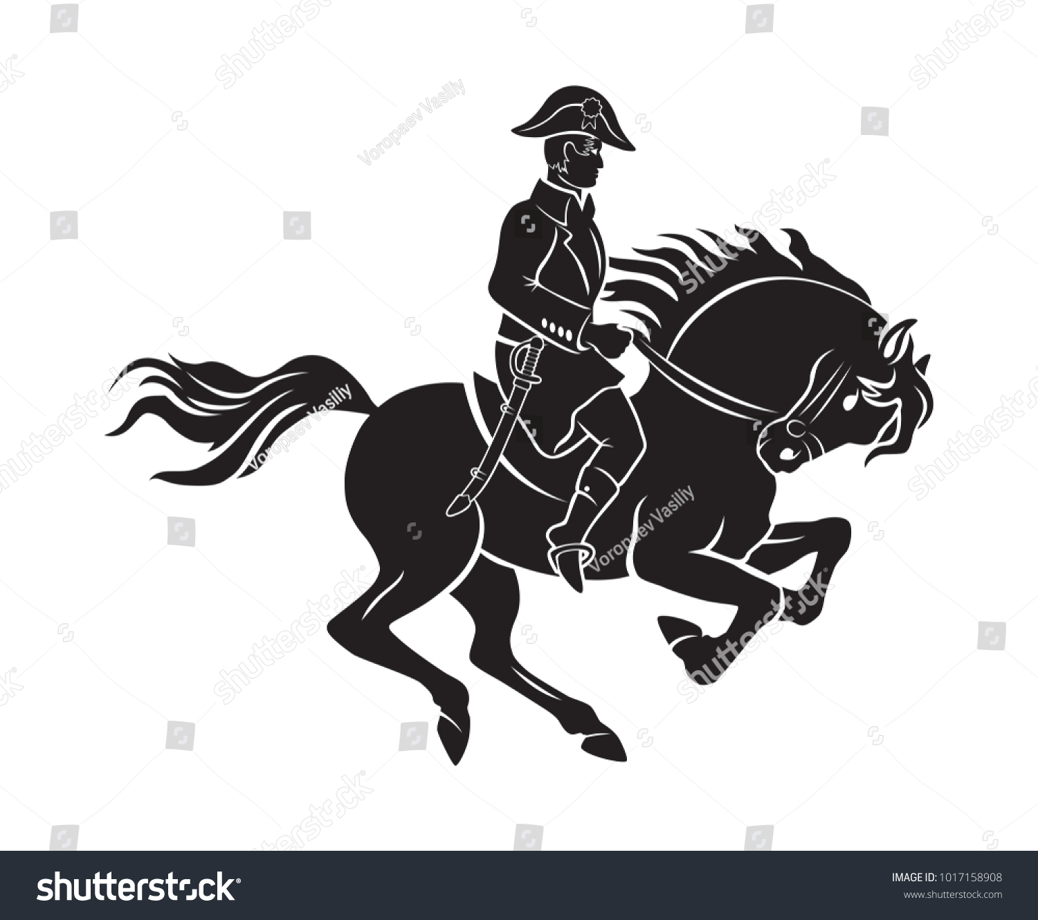 Силуэт гусара на коне